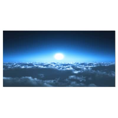 Designart - Night Flight above Clouds - Extra Large Wall Art Landscape in Blue | 32" x 16" | Michaels&reg;