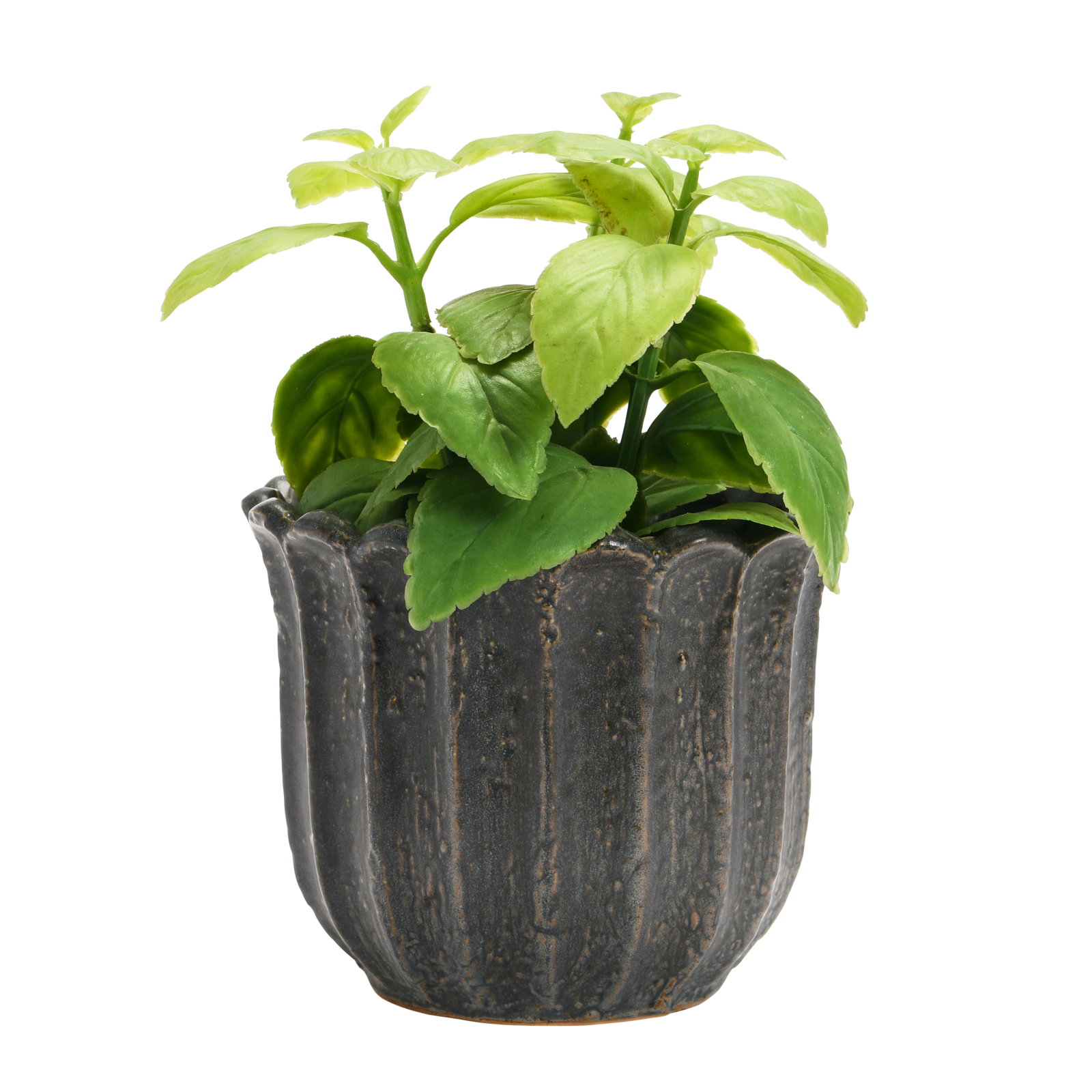 Hello Honey&#xAE; 6&#x22; Matte Black Reactive Glaze Flower Stoneware Planter