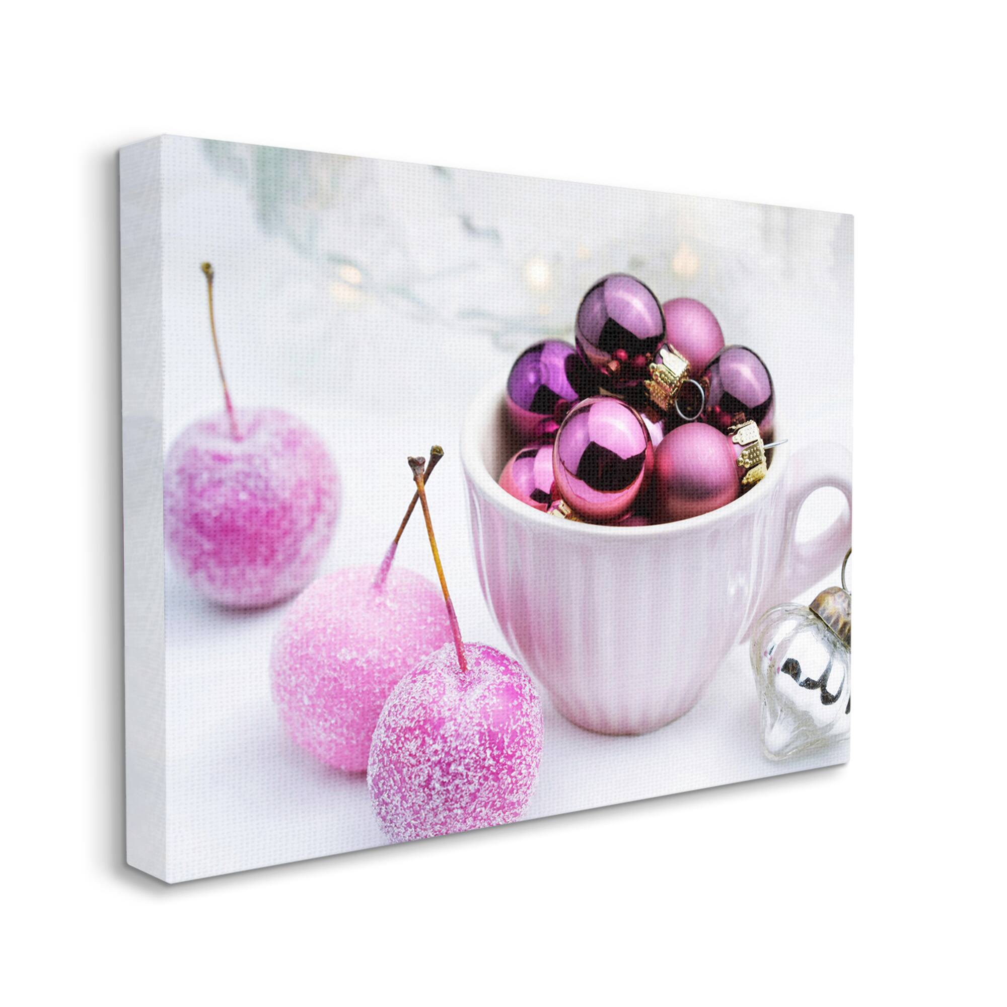 Stupell Industries Glimmering Pink Christmas Ornaments Canvas Wall Art