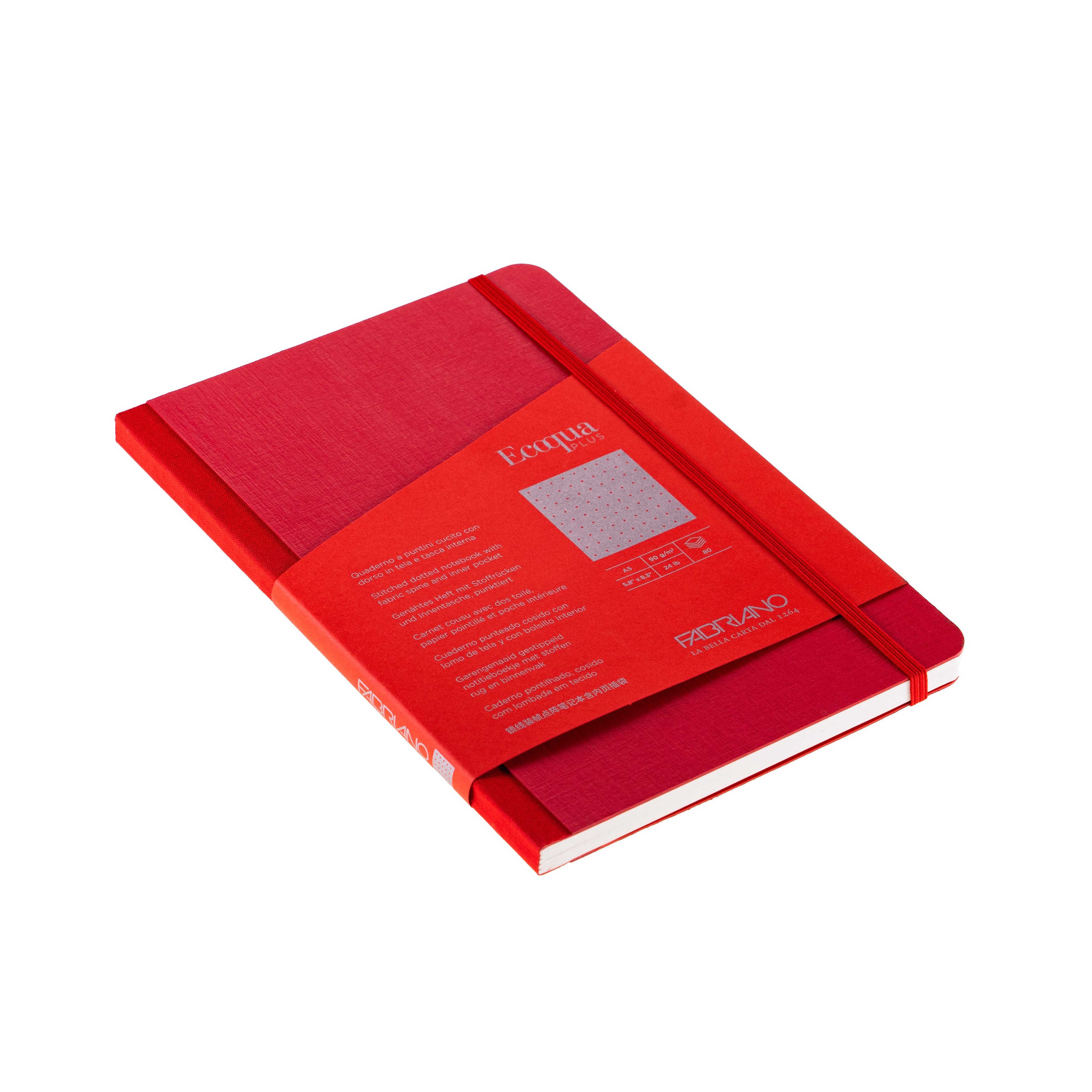 Fabriano® EcoQua Plus A5 Dotted Red Fabric-Bound Notebook