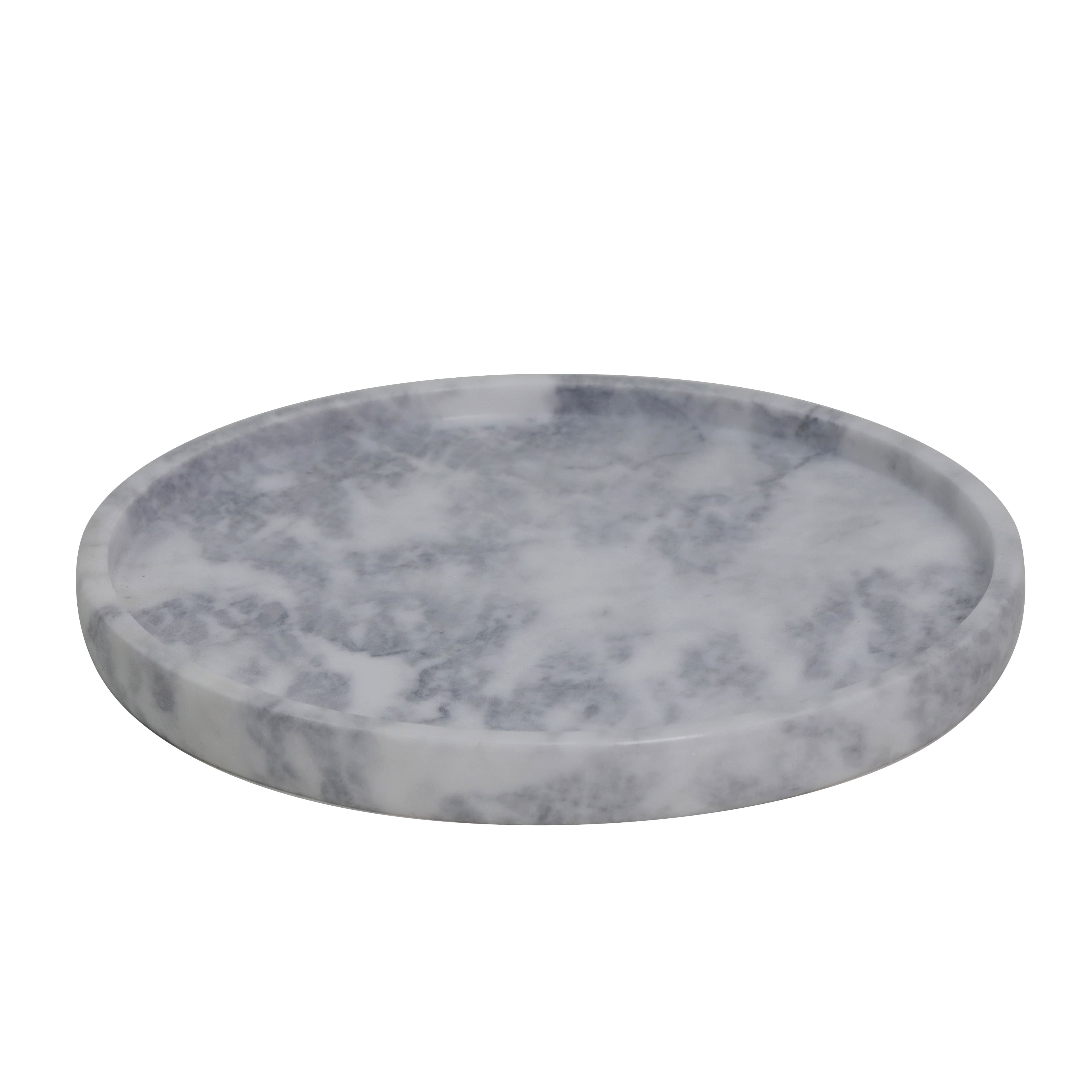 Plateau pour bougies sans flamme rond blanc et gris marbré de 30,4 cm d’Ashland