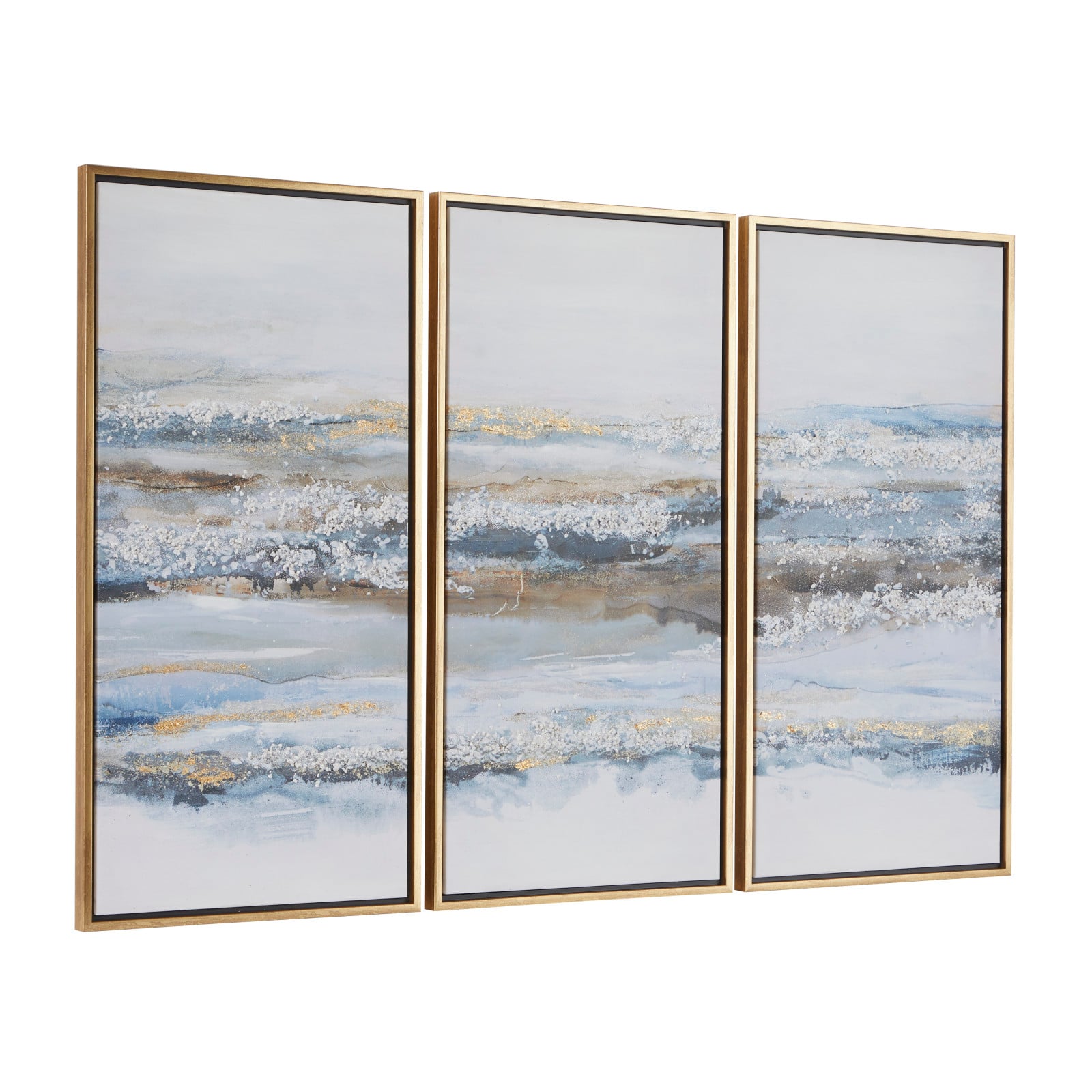 Blue Polystone Contemporary Framed Wall Art, Set of 3 20&#x22;, 39&#x22;