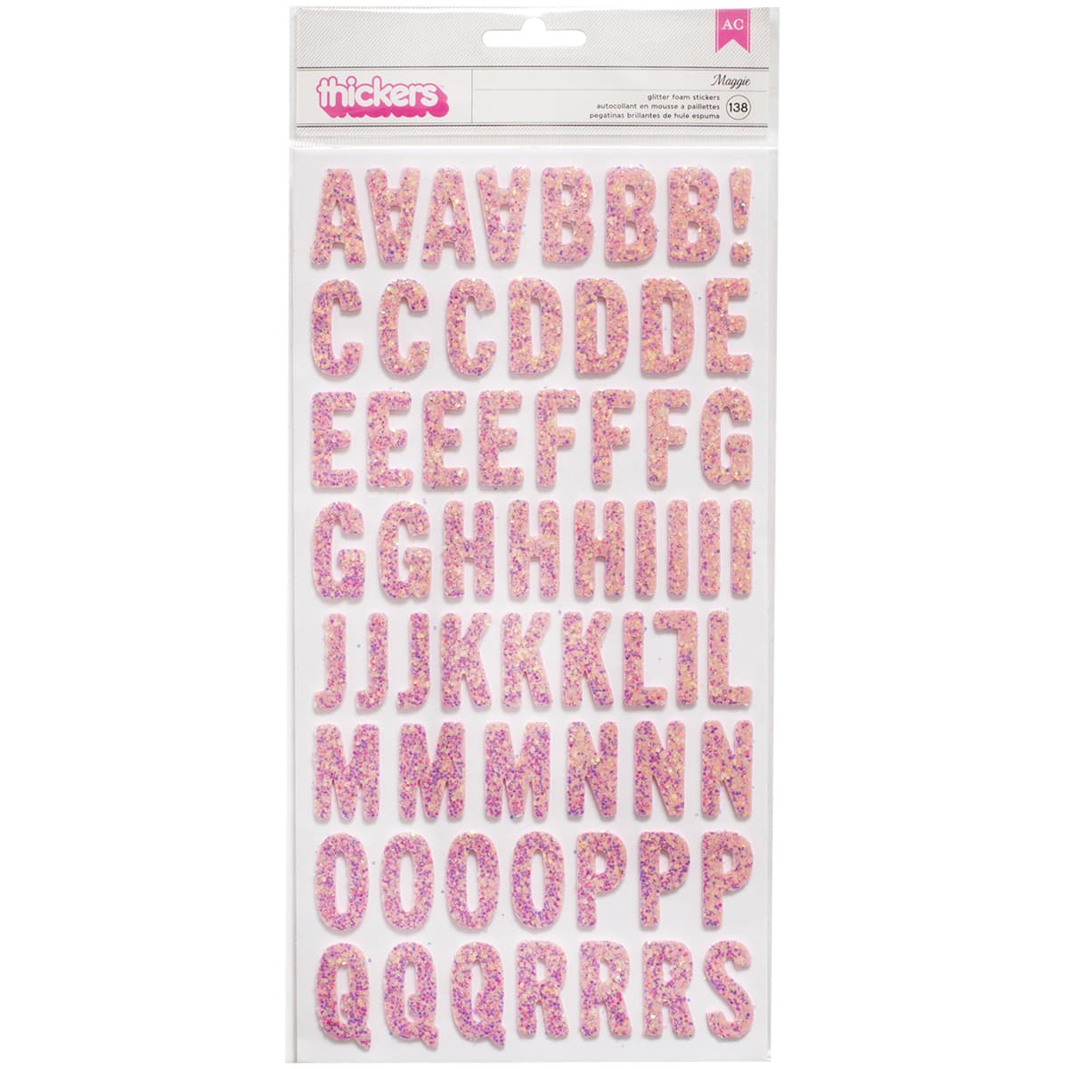 Thickers™ Pink Glitter Foam Alphabet Stickers