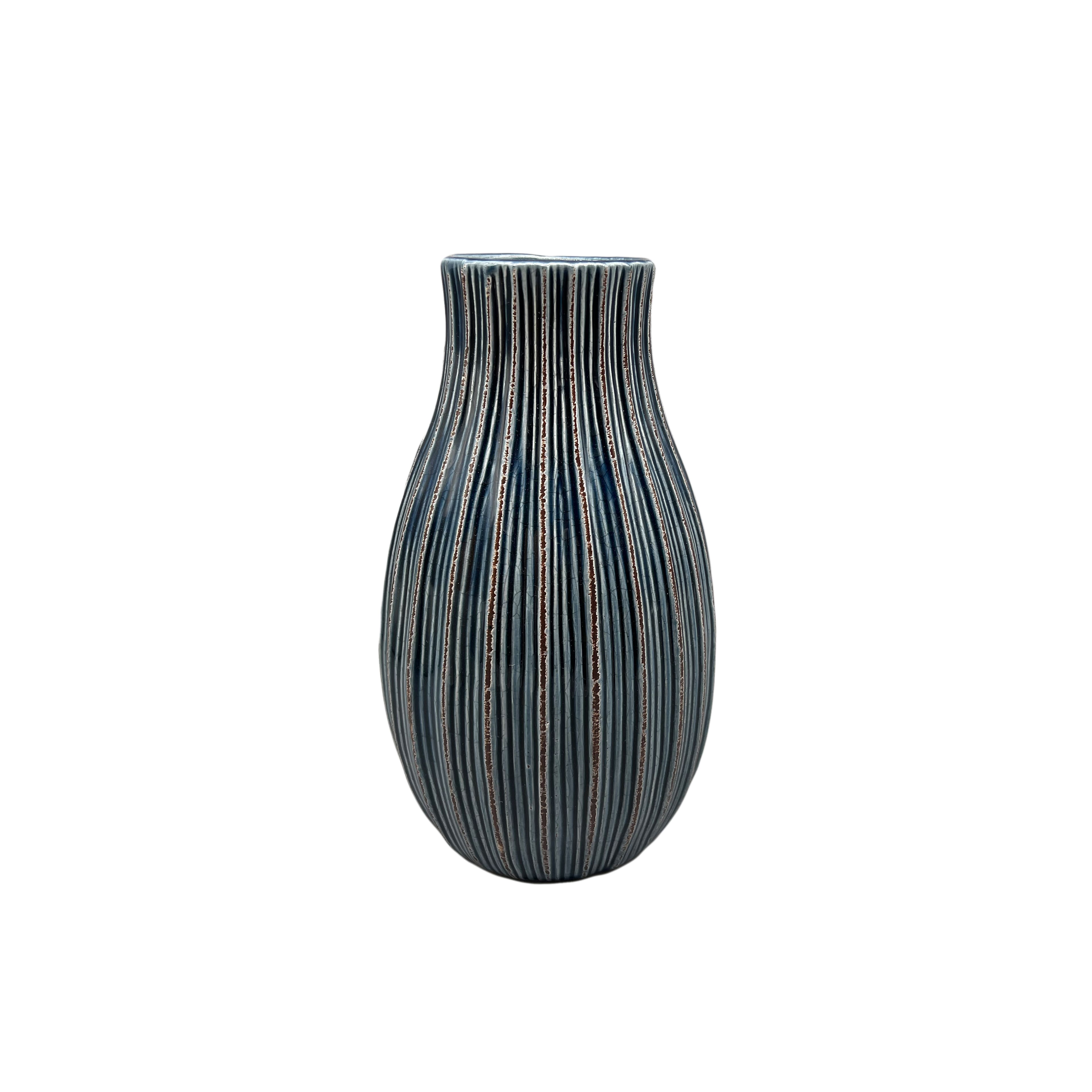 9&#x22; Navy Ribbed Ceramic Vase by Ashland&#xAE;