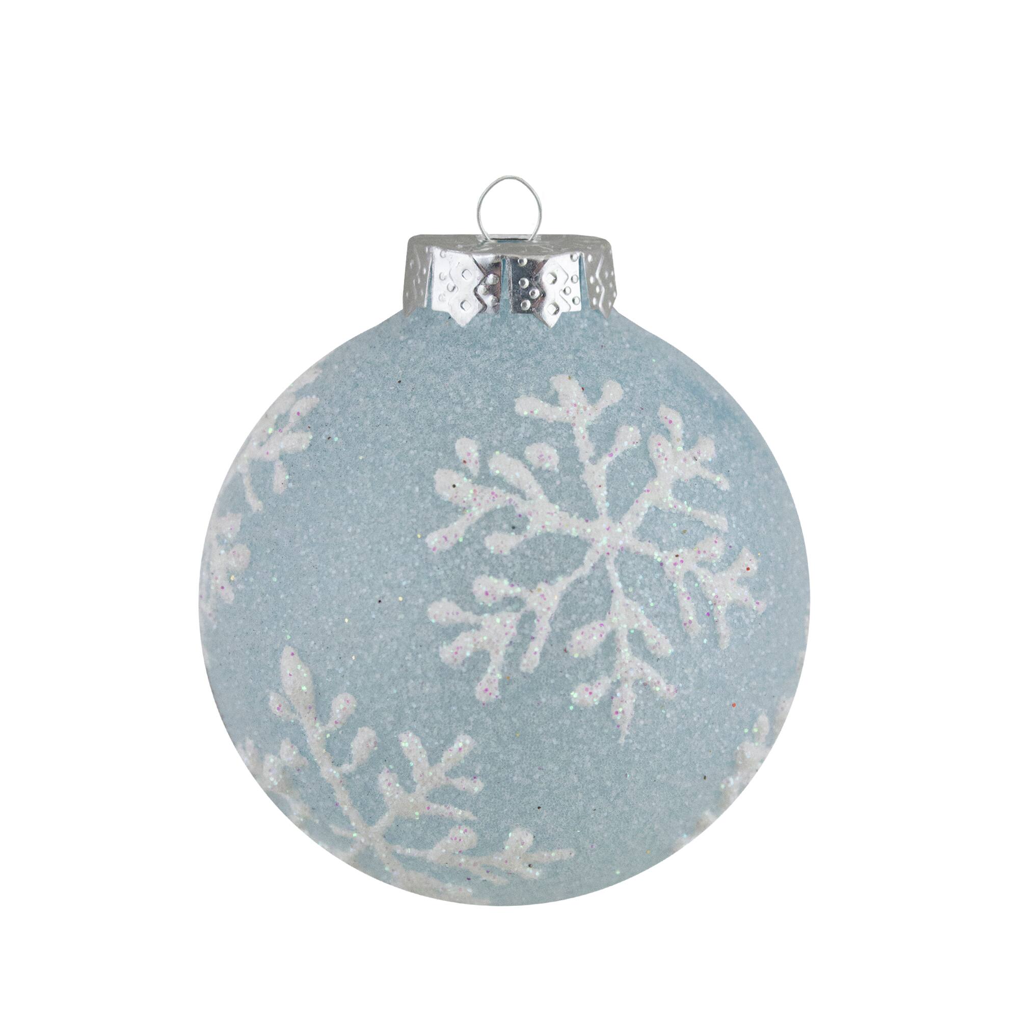 12ct. 2&#x22; Light Blue Glitter Textured Glass Ball Ornaments