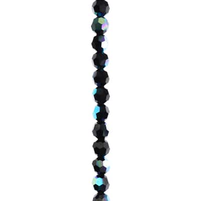 Jet Black AB Preciosa Glass Crystal Round Beads, 6mm by Bead Landing™