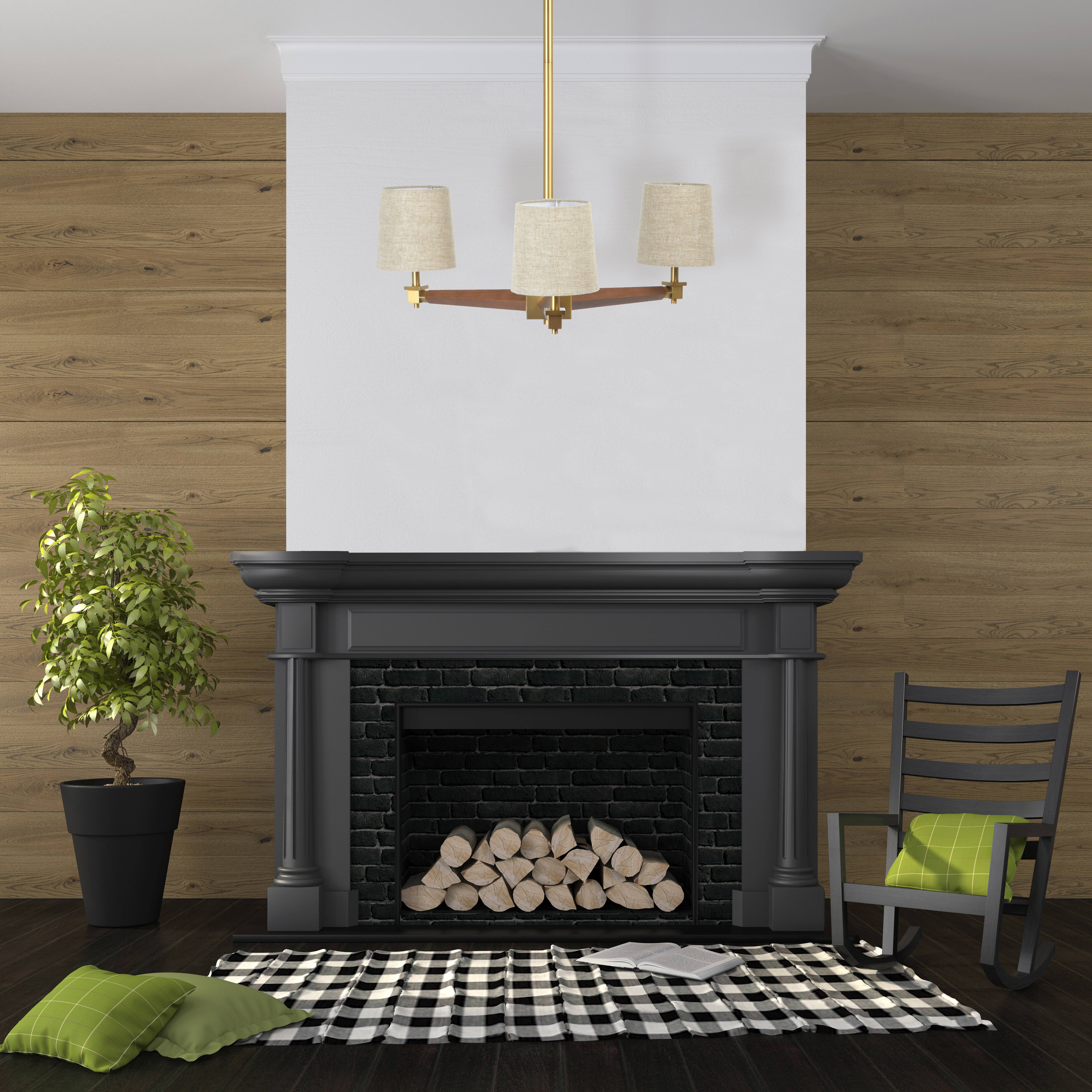 Hello Honey&#xAE; 37.5&#x22; Wood &#x26; Metal Chandelier with Linen Shades