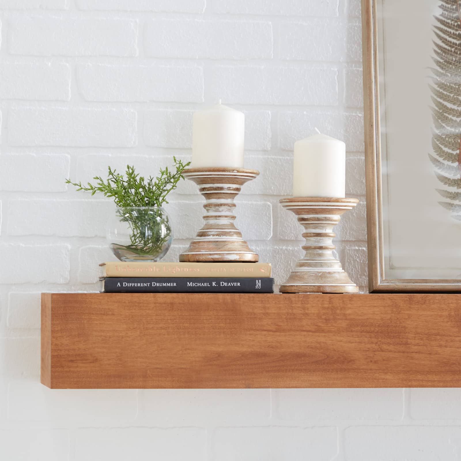 6'' Light Brown Mango Wood Traditional Candle Holder, 2ct.