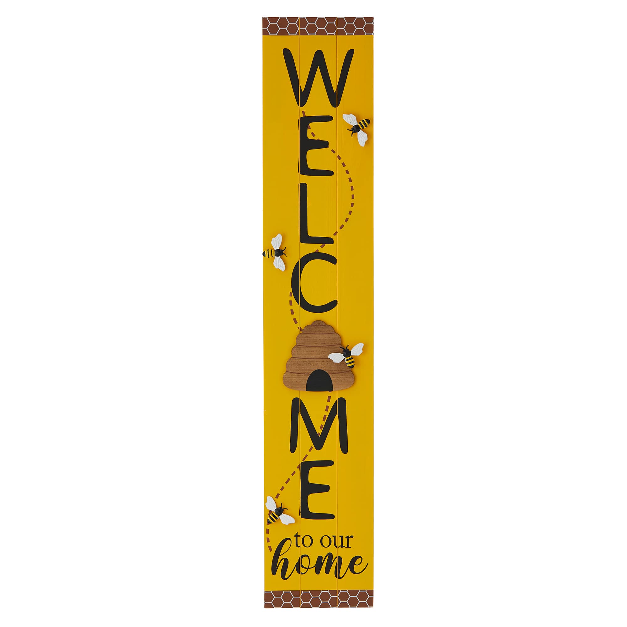 Glitzhome&#xAE; 42&#x22; Wood Bees WELCOME Porch Sign