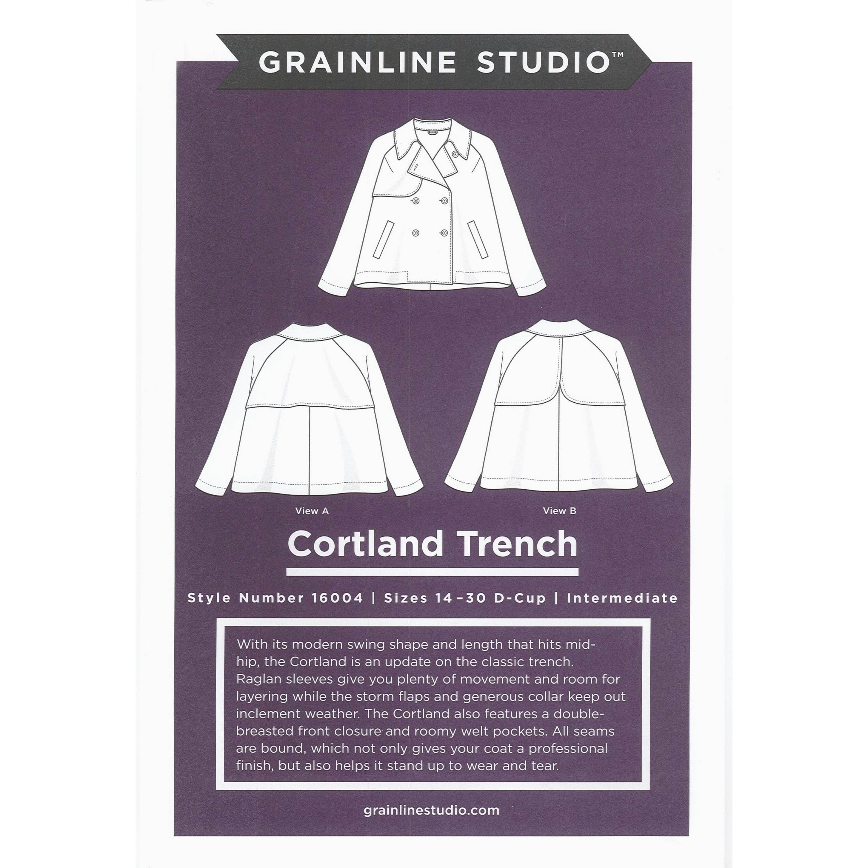 Grainline Studio Cortland Trench Coat Sz14-30 Pattern