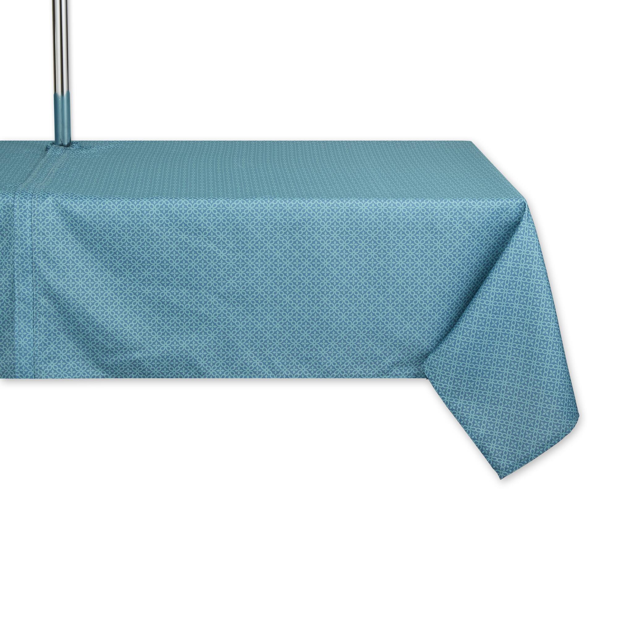 DII® Storm Blue Tonal Lattice Print Outdoor Tablecloth with Zipper, 60x84