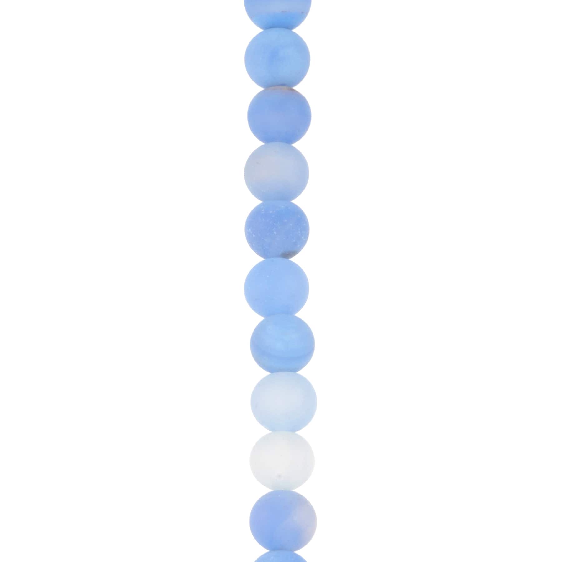 Larimar Blue Matte Dyed Agate Round Beads, 7.5mm by Bead Landing™