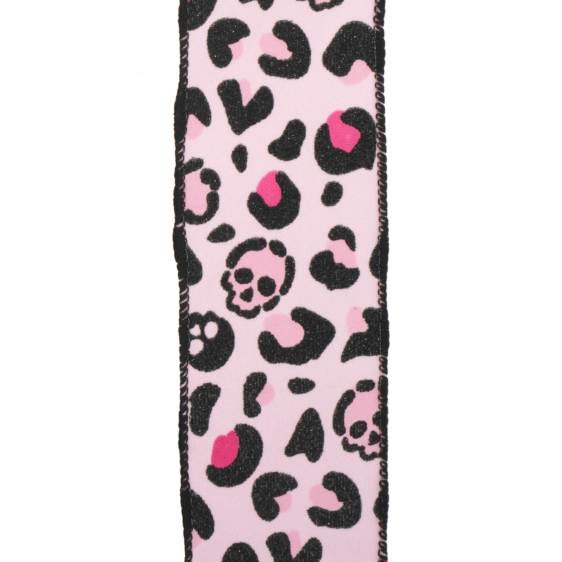 2.5&#x22; x 20ft. Pink Skull Leopard Wired Ribbon by Celebrate It&#xAE; Halloween