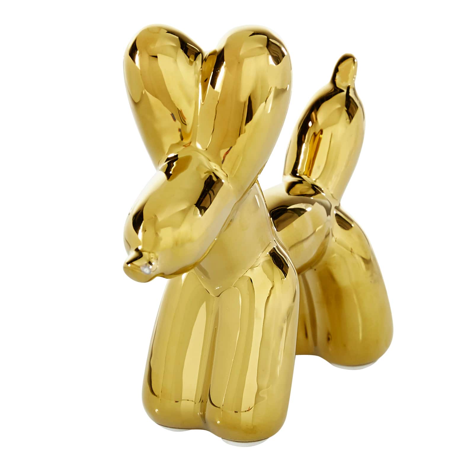 CosmoLiving by Cosmopolitan Gold Ceramic Glam Sculpture, Dog 7" x 7" x 3"