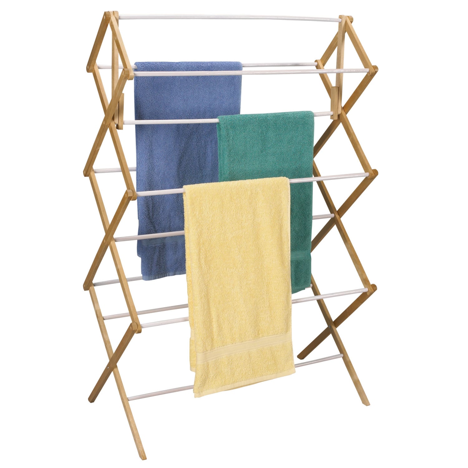 Household Essentials Large Bamboo Folding Clothes Drying Rack