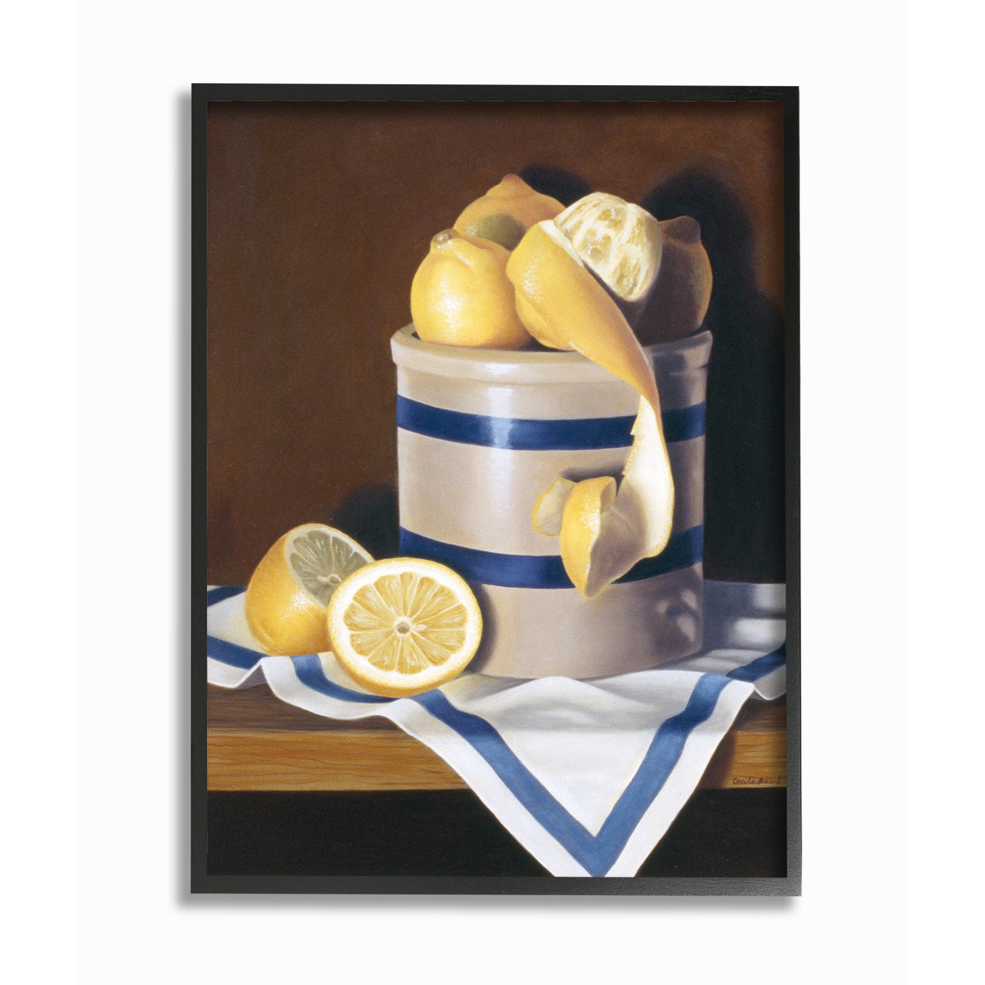 Stupell Industries Still-Life Country Lemon Peel in Jar Wall Art in Black Frame