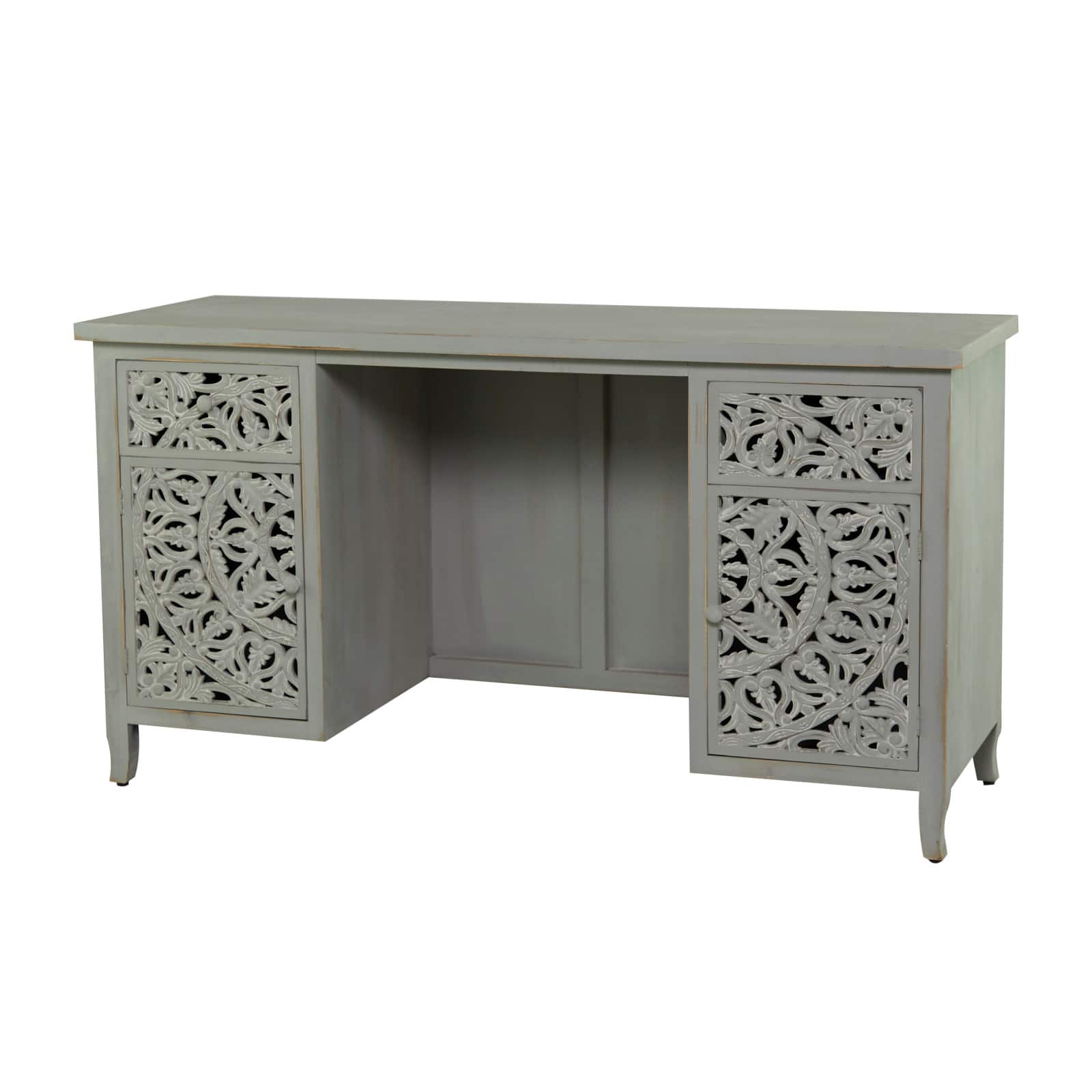 Grey Wood Traditional Desk 31 x 56 x 20 By Ivory And Iris - D615628S - Desks Grey Traditional Wood Desk Keep your work table sp sku D615628S