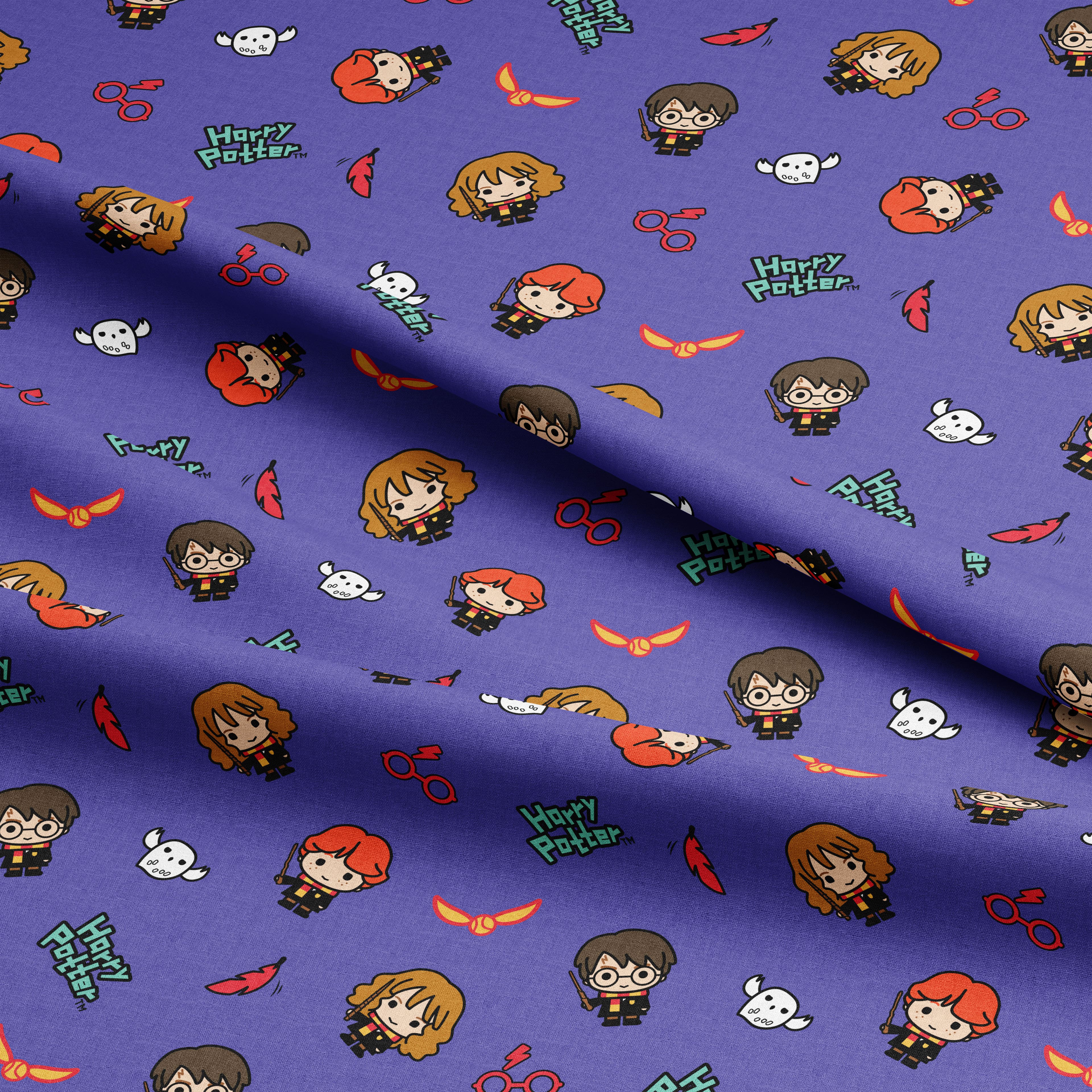 Harry Potter™ Purple Kawaii Trio Toss Cotton Fabric