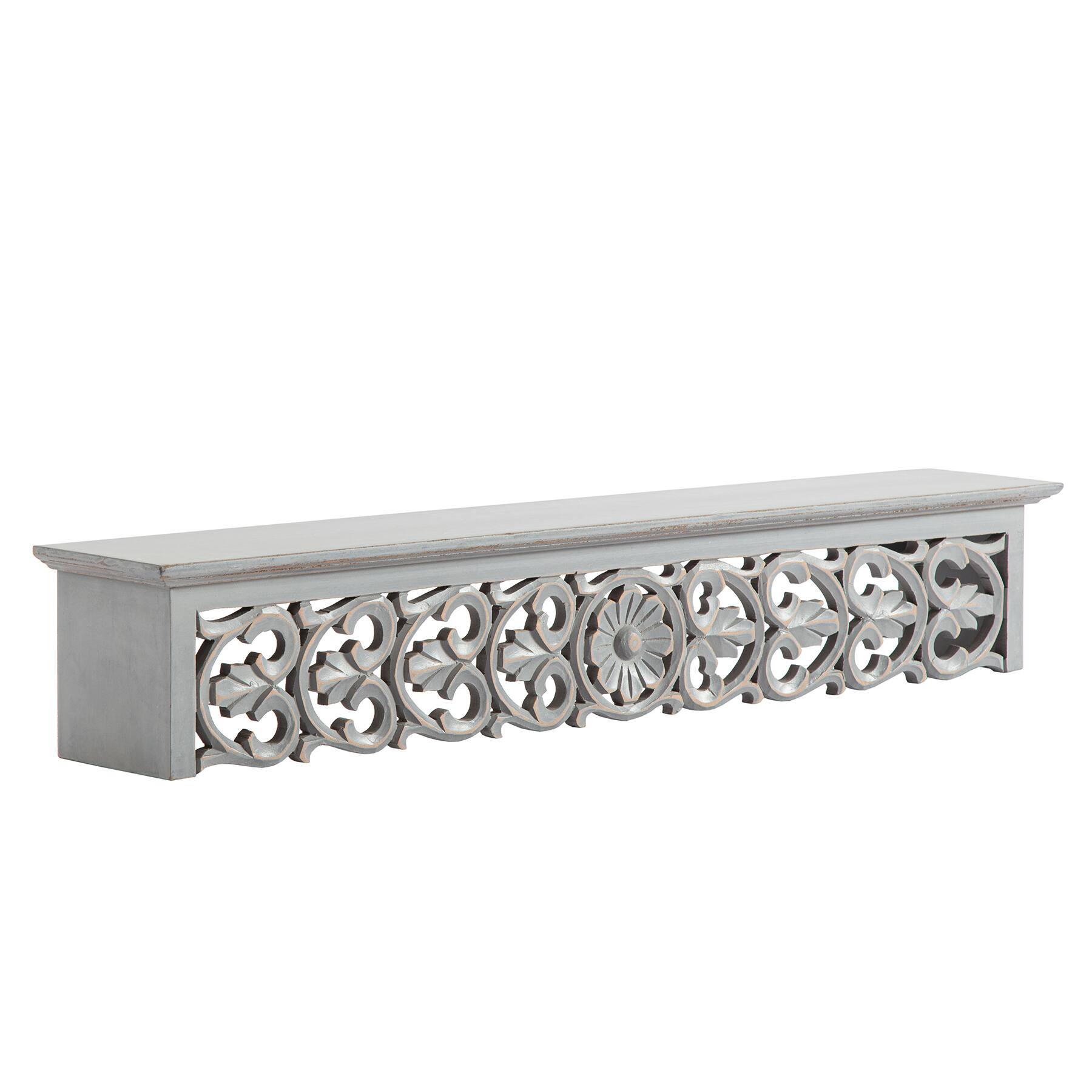 Habitat 30" Carved Gray Decorative Shelf