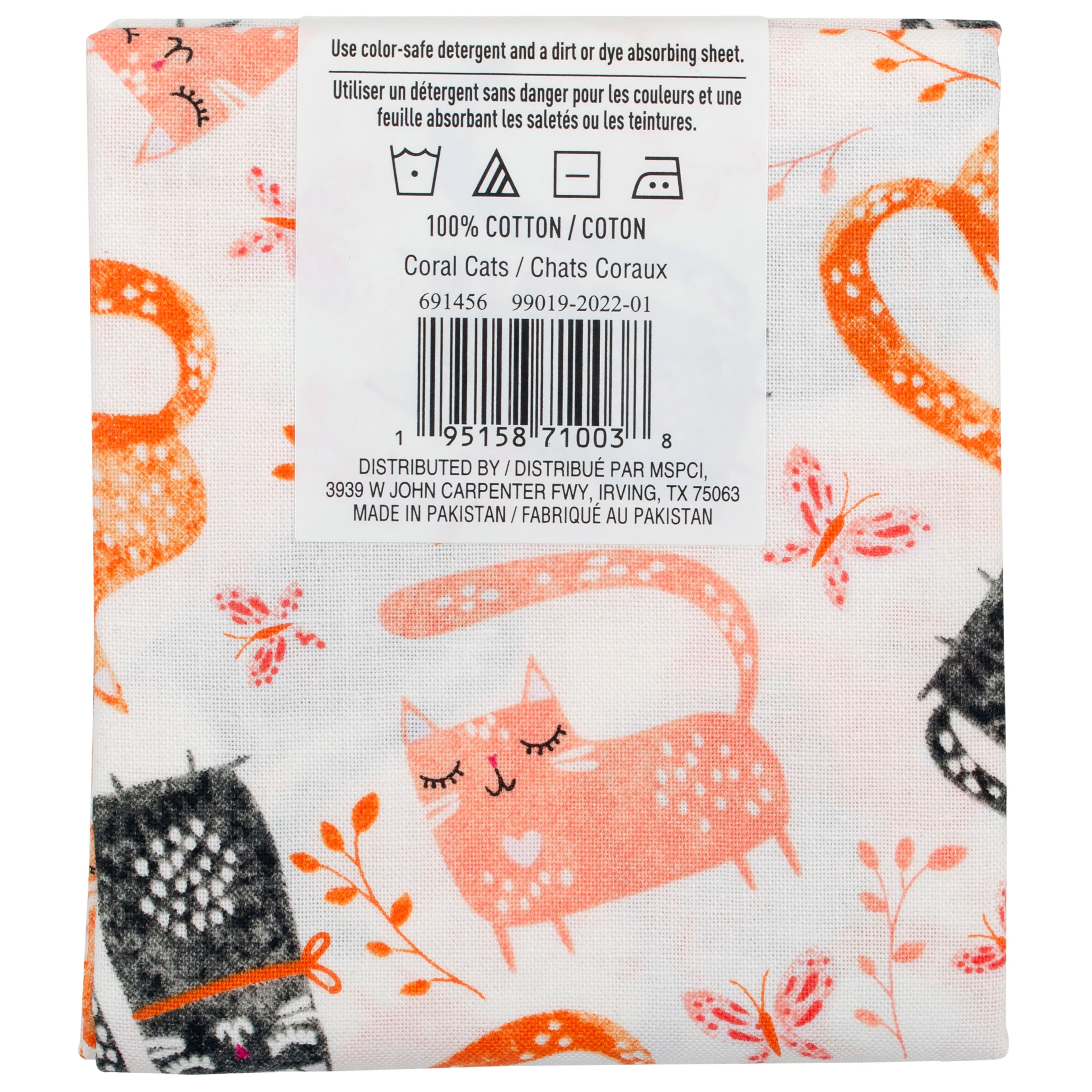 Coral Cats Cotton Fabric Bundle by Loops &#x26; Threads&#x2122;