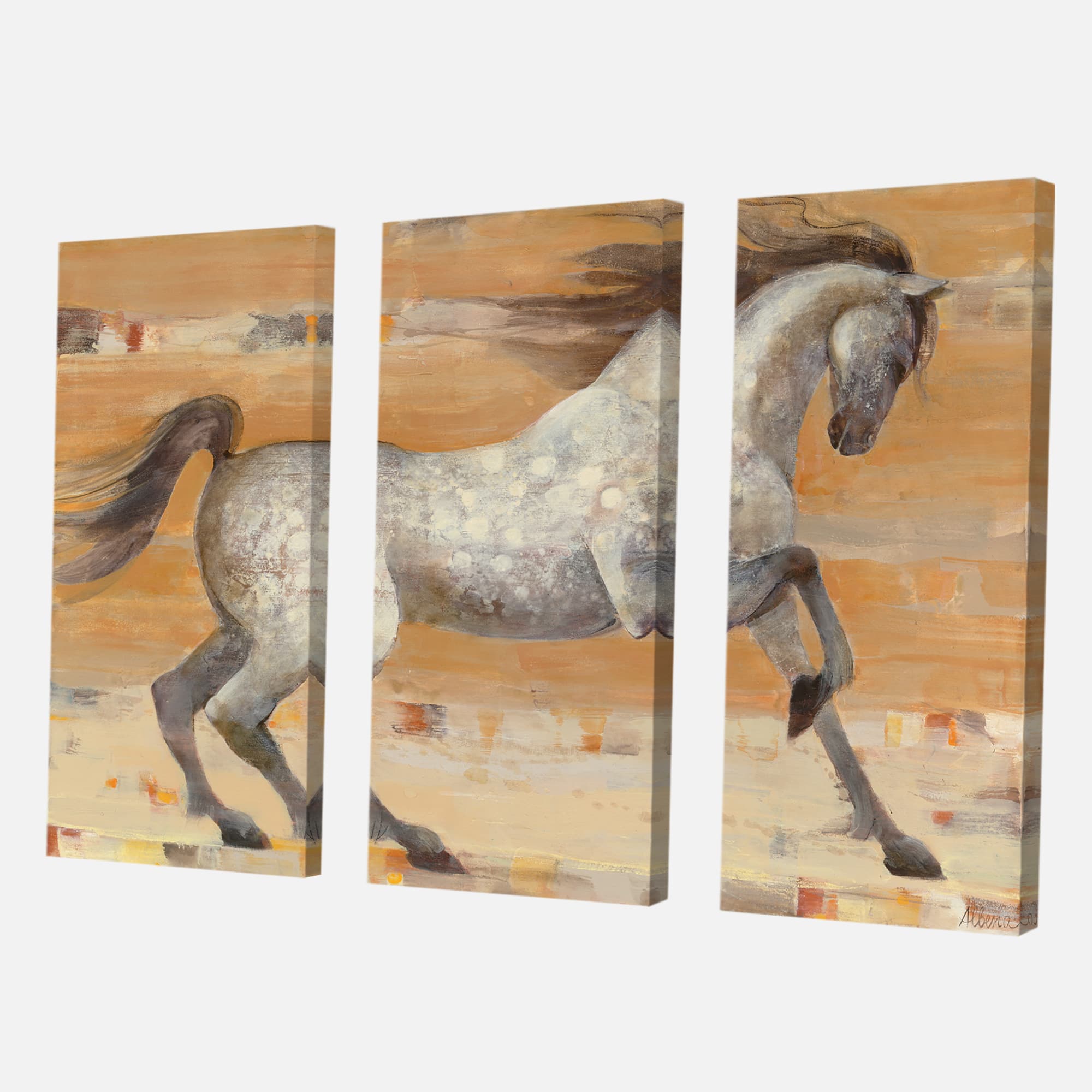Designart - southwest Beige Horse - Modern Farmhouse Gallery-wrapped Canvas