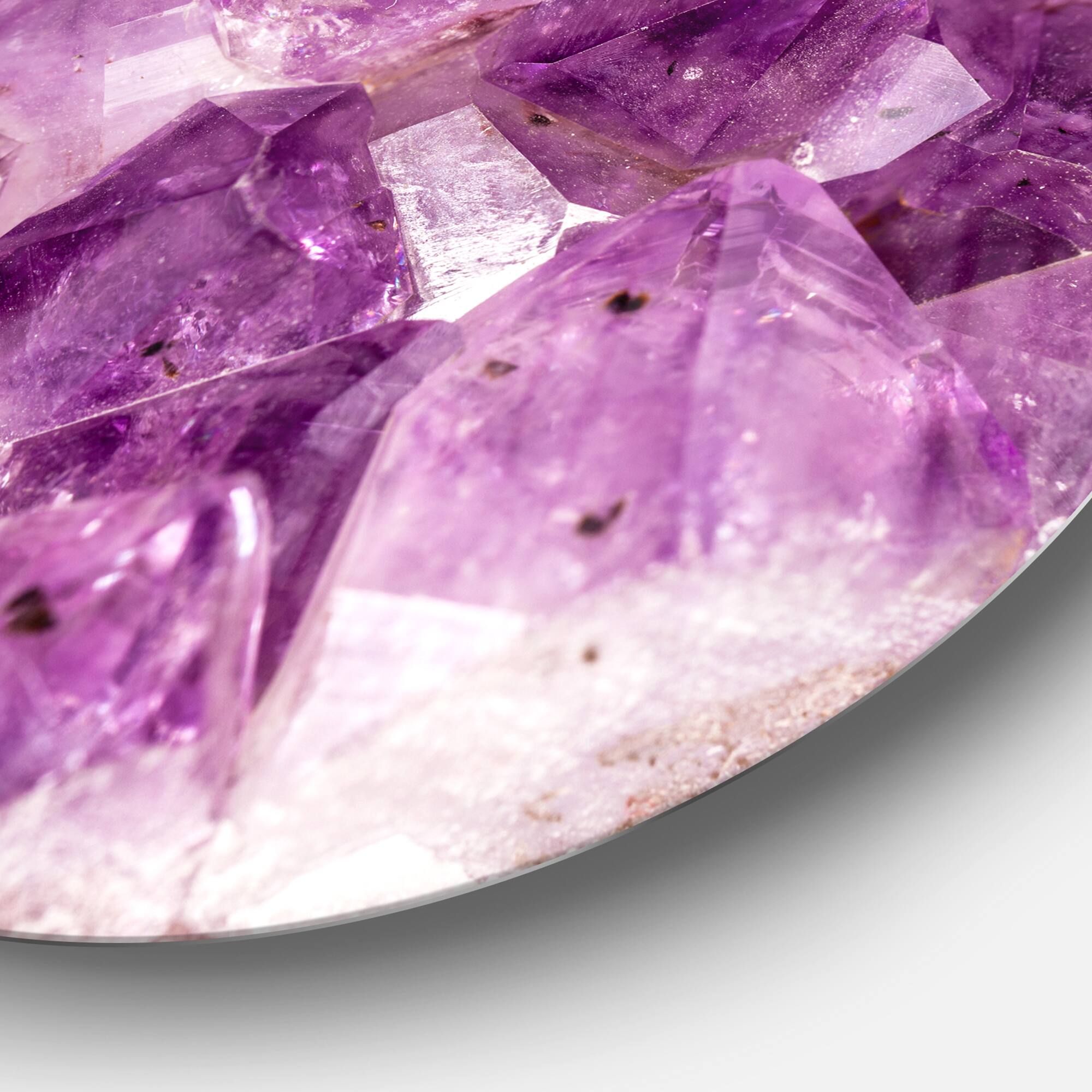 Designart - Purple Amethyst Macro' Disc Abstract Metal Circle Wall Art Print