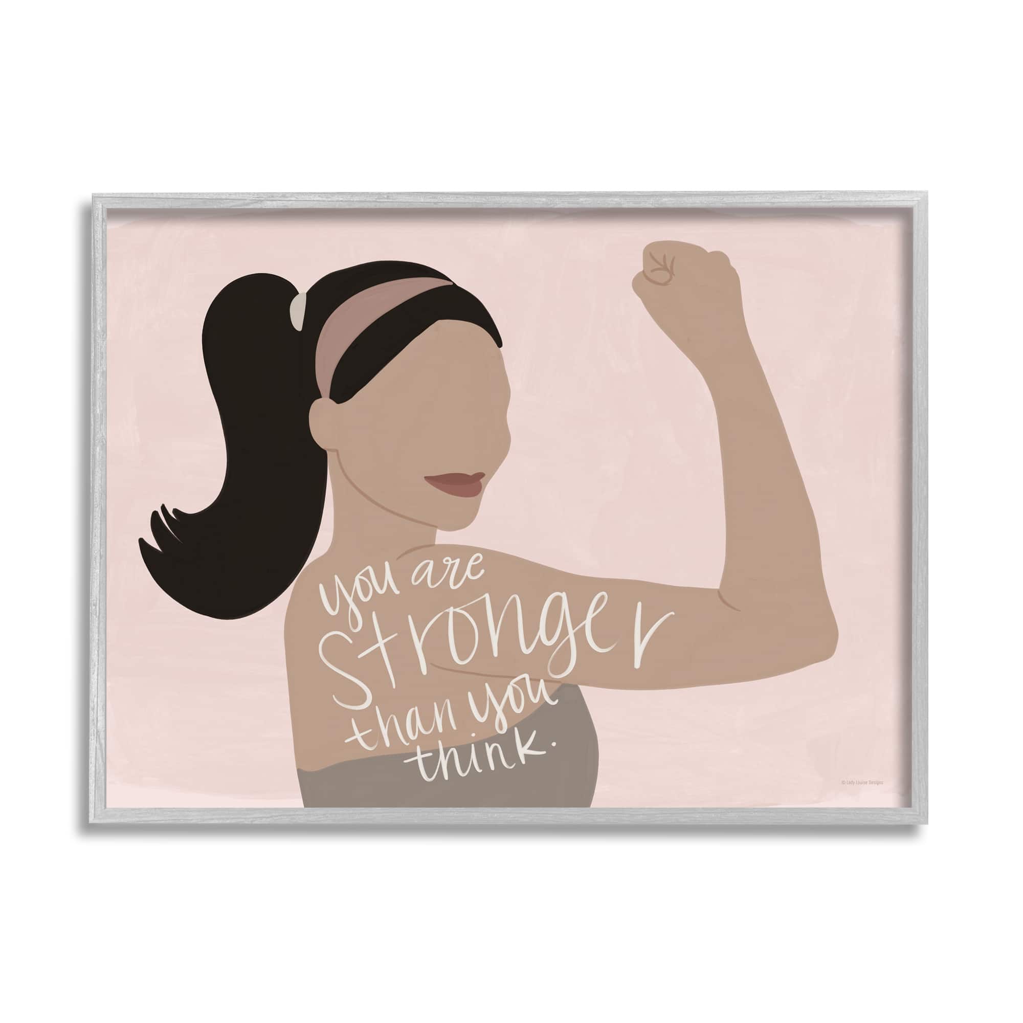 Stupell Industries You're Stronger Than You Think Phrase Motivational Woman Framed Wall Art