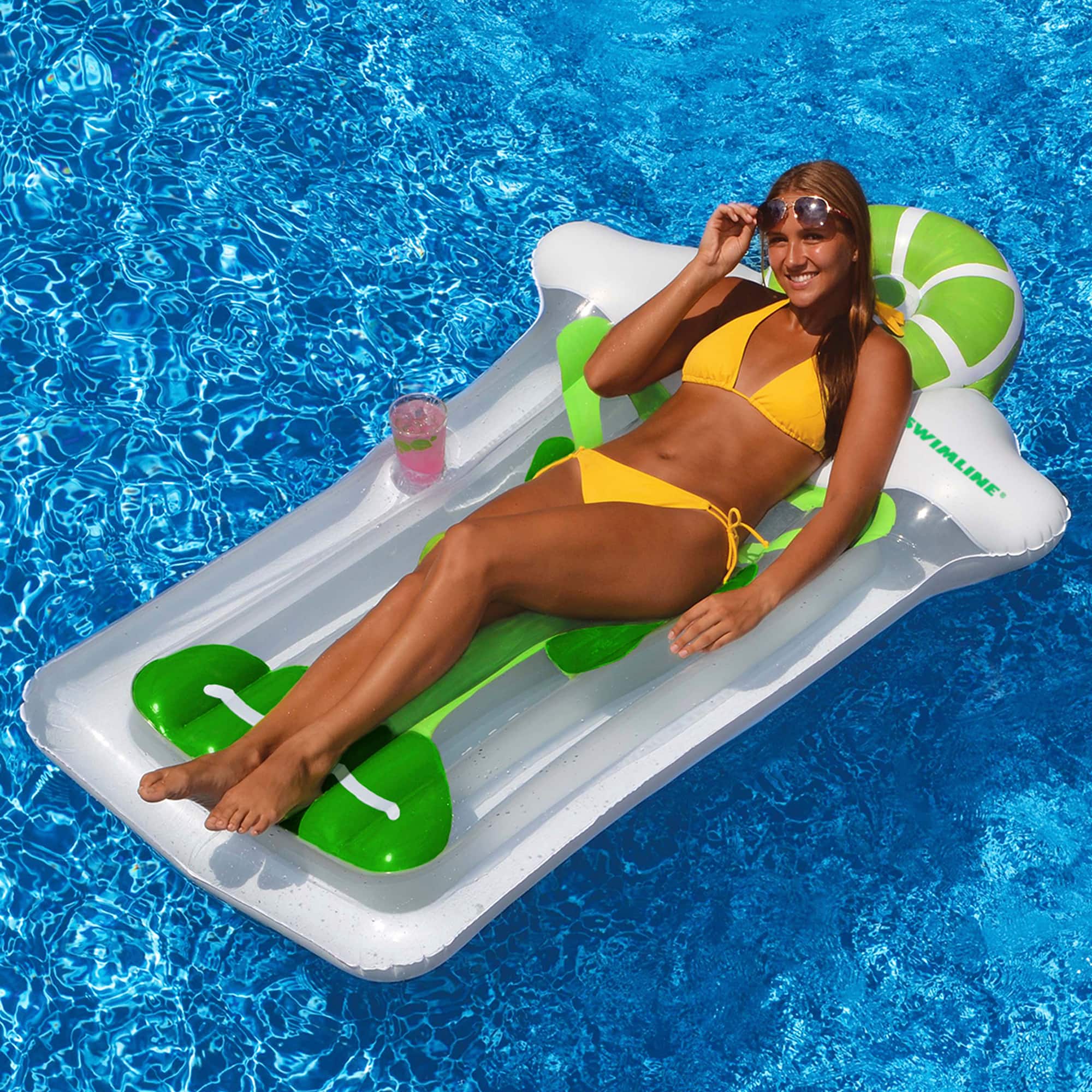 Swimline 6ft. Inflatable Green & White Novelty Margarita Swimming Pool Raft