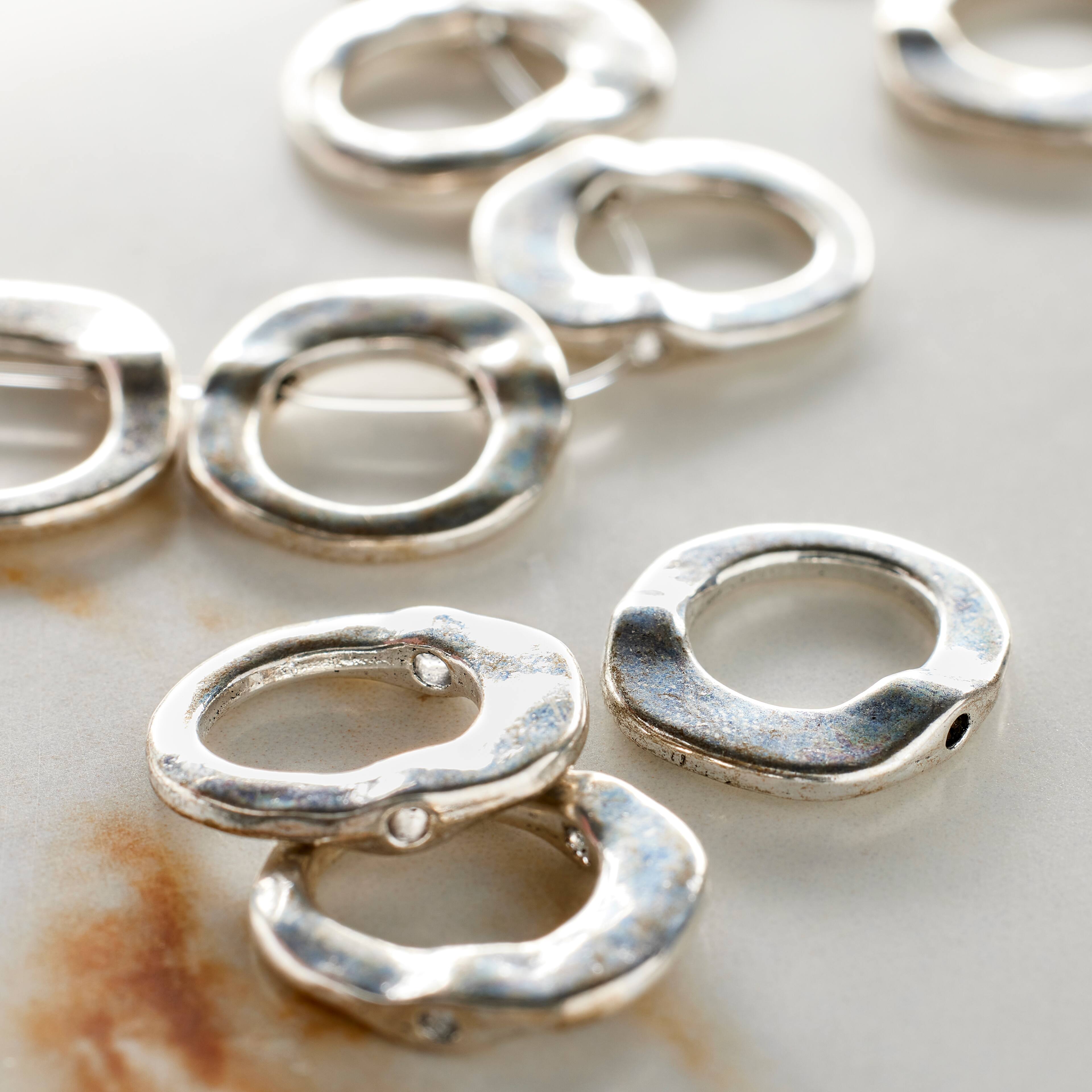 12 Pack: Silver Metal Loop Frame Beads, 17mm by Bead Landing&#x2122;