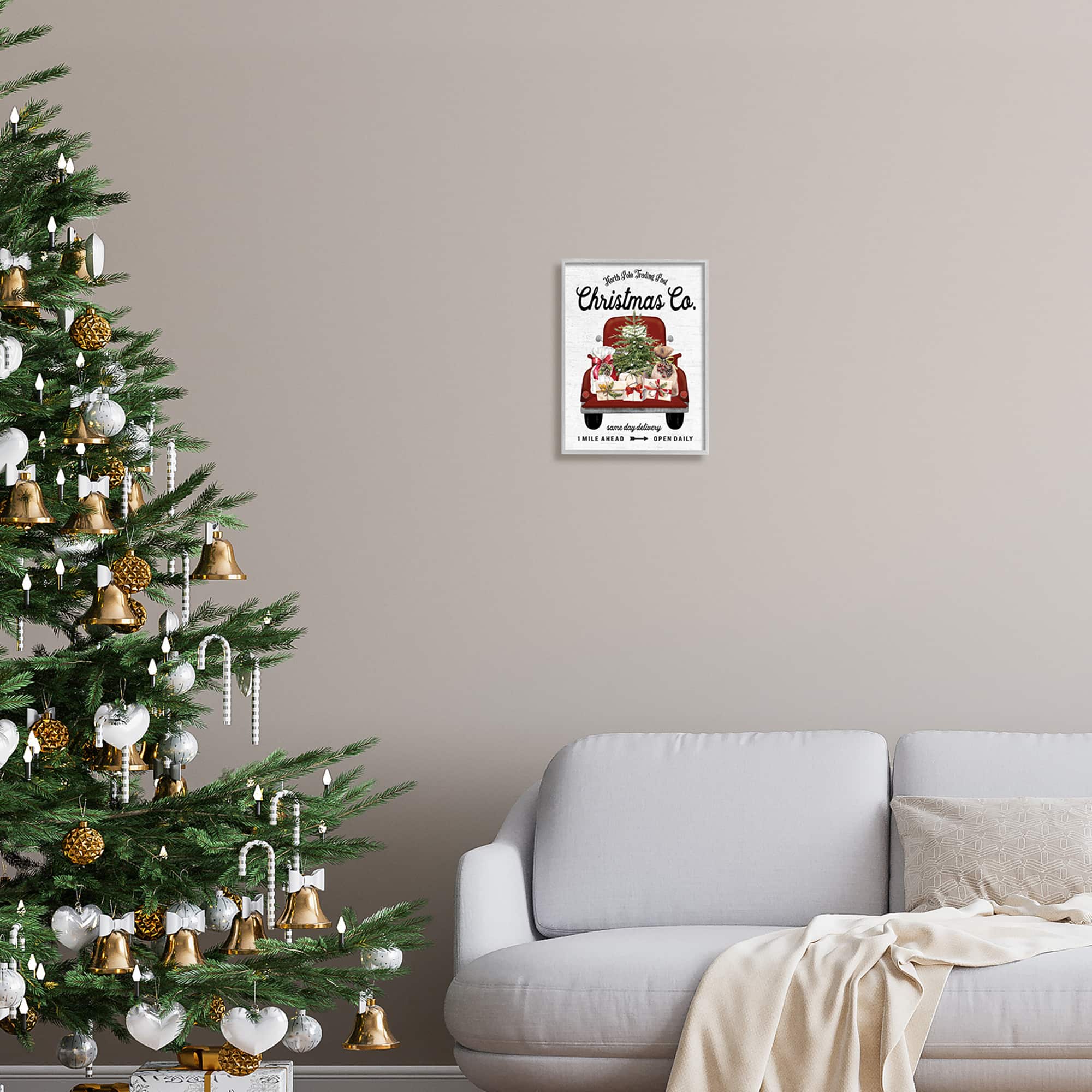 Stupell Industries North Pole Christmas Co. Sign Framed Giclee Art