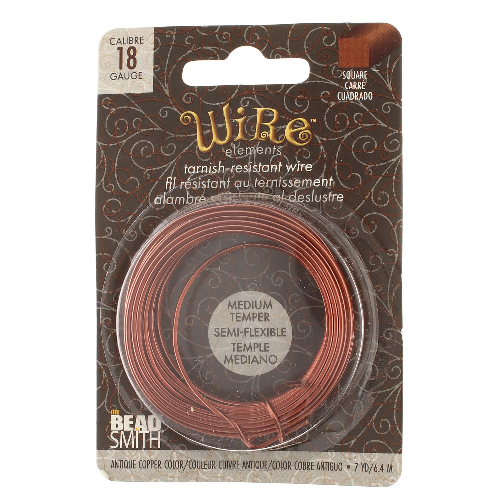 The Beadsmith® Wire Elements™ 18 Gauge Tarnish Resistant Medium Temper Square Wire, 7yd.