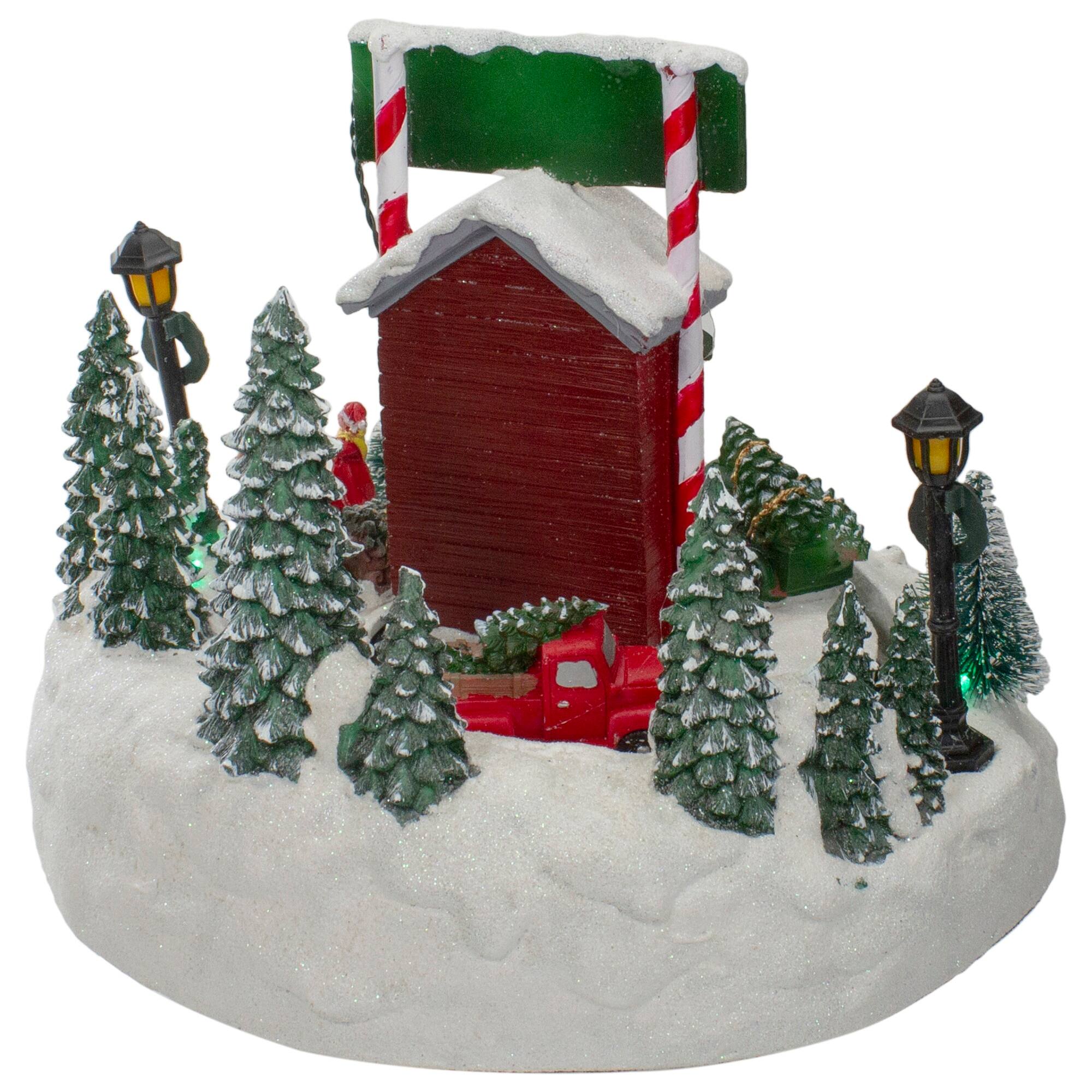 9&#x22; Lighted &#x26; Animated Christmas Tree Farm Winter Scene with Moving Cars