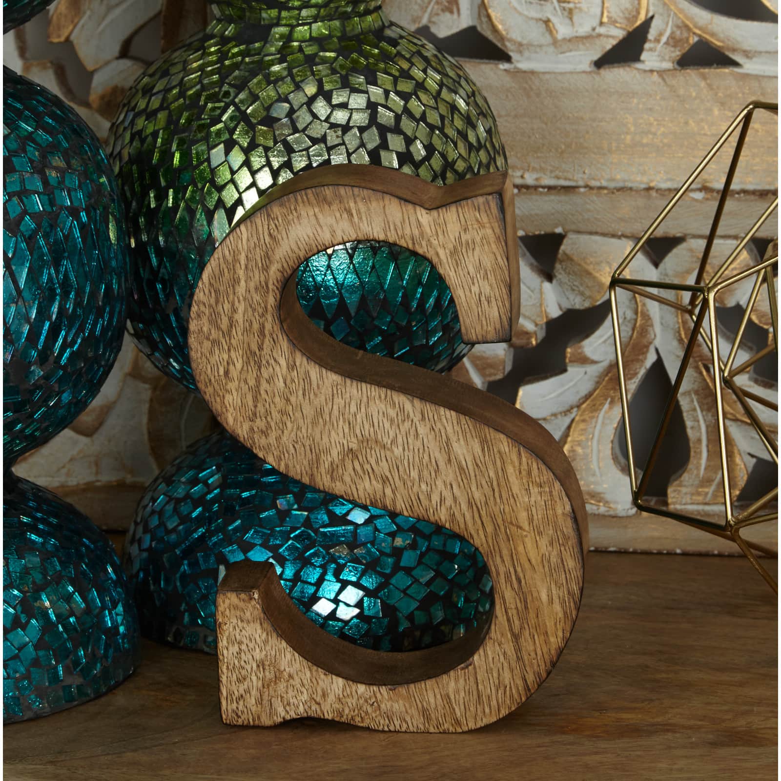 8" Brown Mango Wood Letter Set, 6ct.