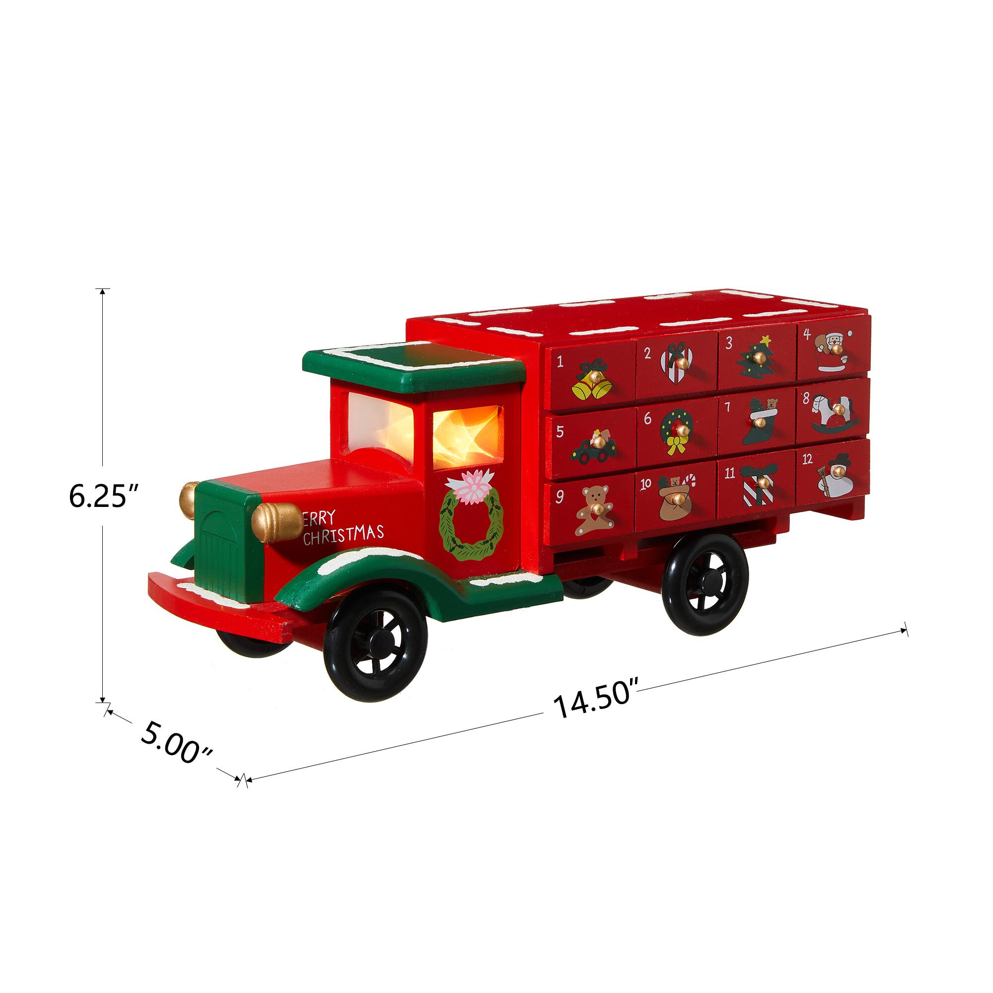 Glitzhome&#xAE; 14.5&#x22; Christmas Truck Countdown D&#xE9;cor