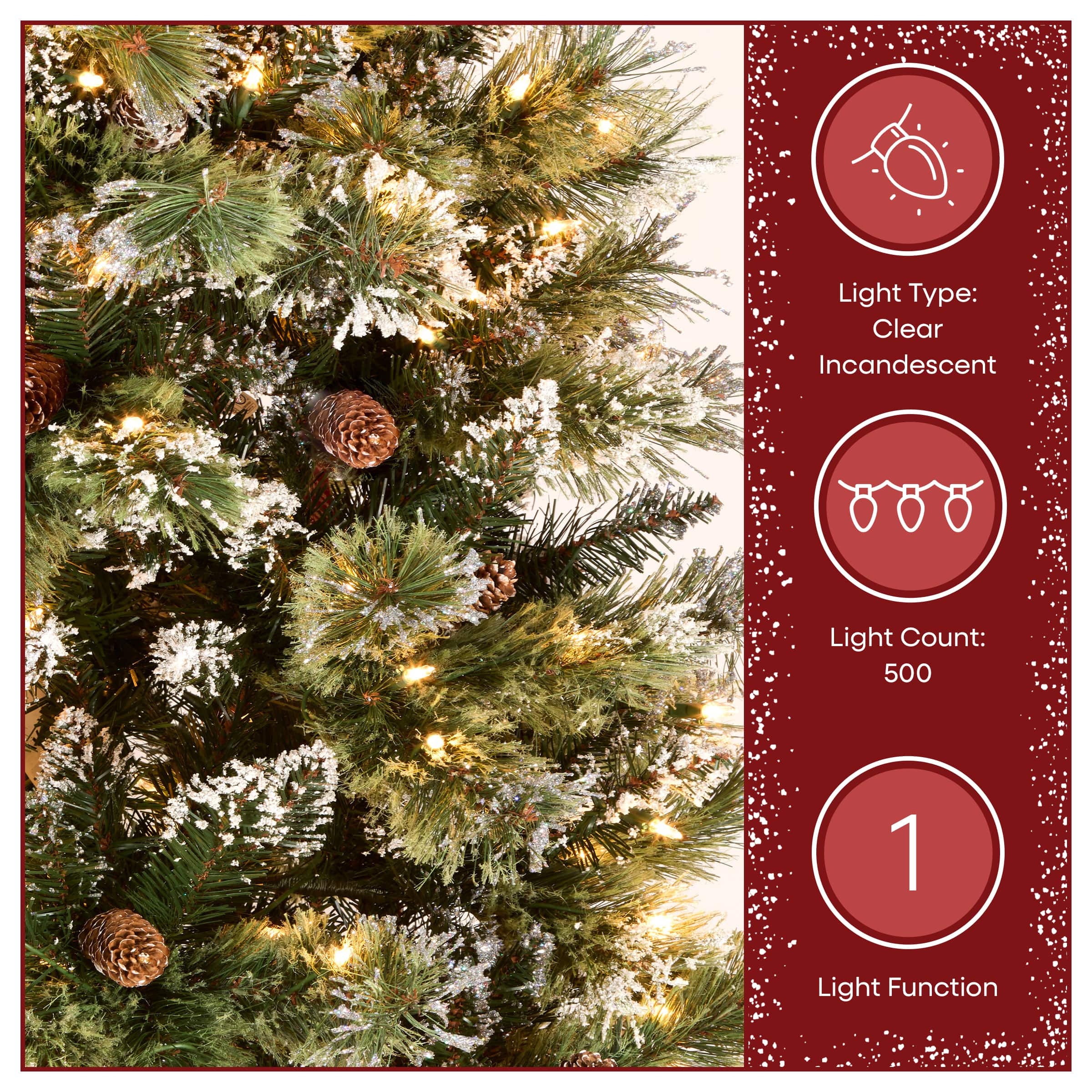 7.5ft. Pre-Lit Glittery Bristle® Slim Pine Artificial Christmas Tree, Clear Lights