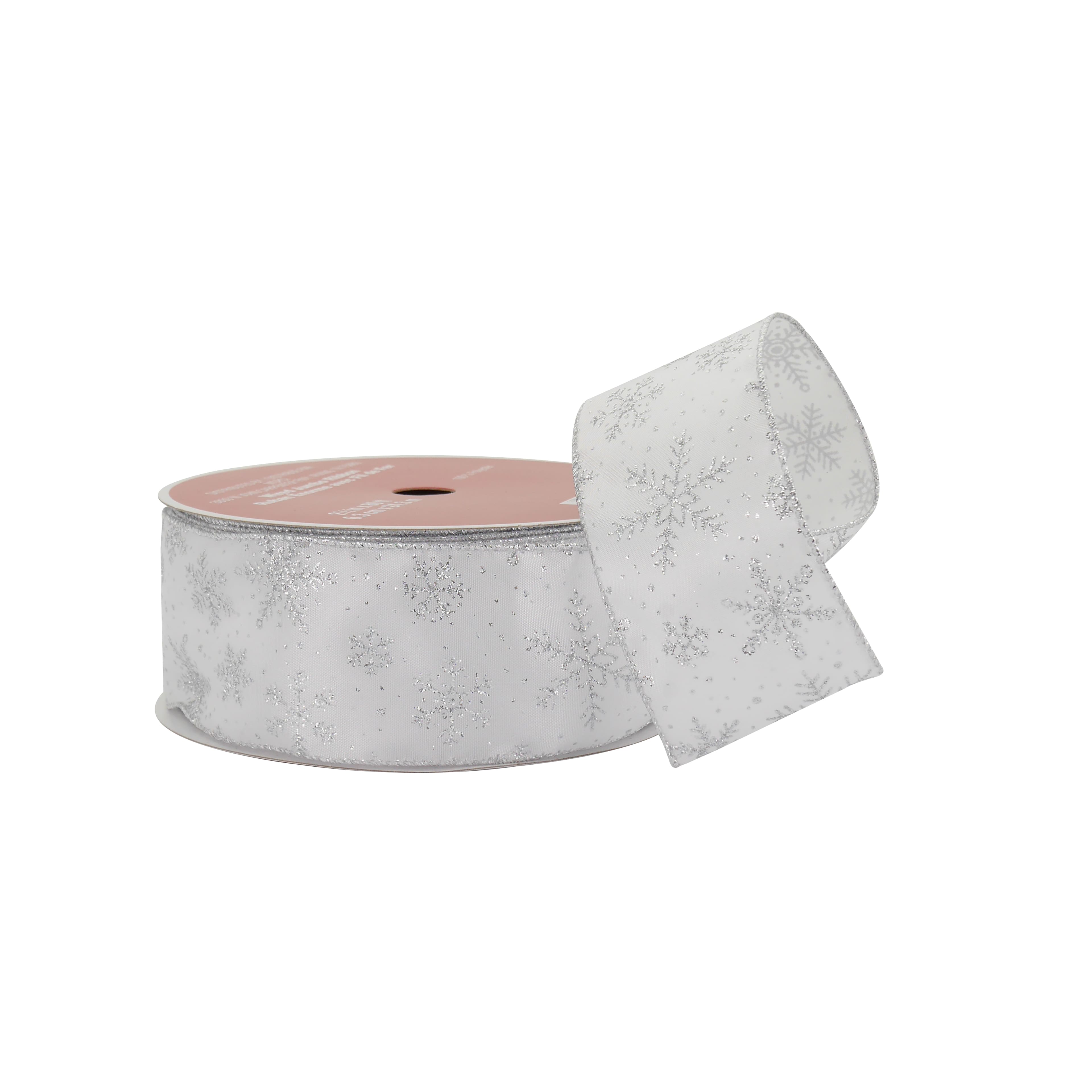 2.5" x 80ft. White & Silver Snowflakes Wired Jumbo Ribbon by Celebrate It®