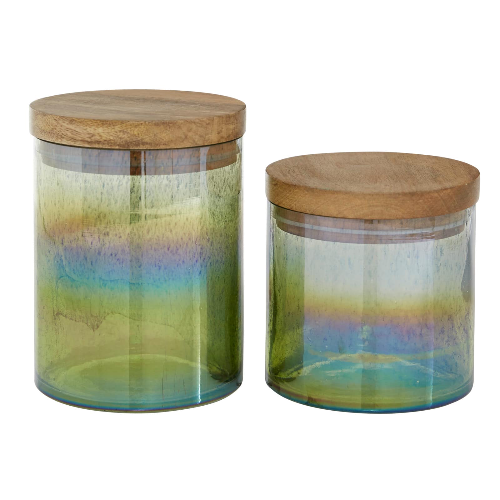 Rainbow Glass Coastal Decorative Jar Set
