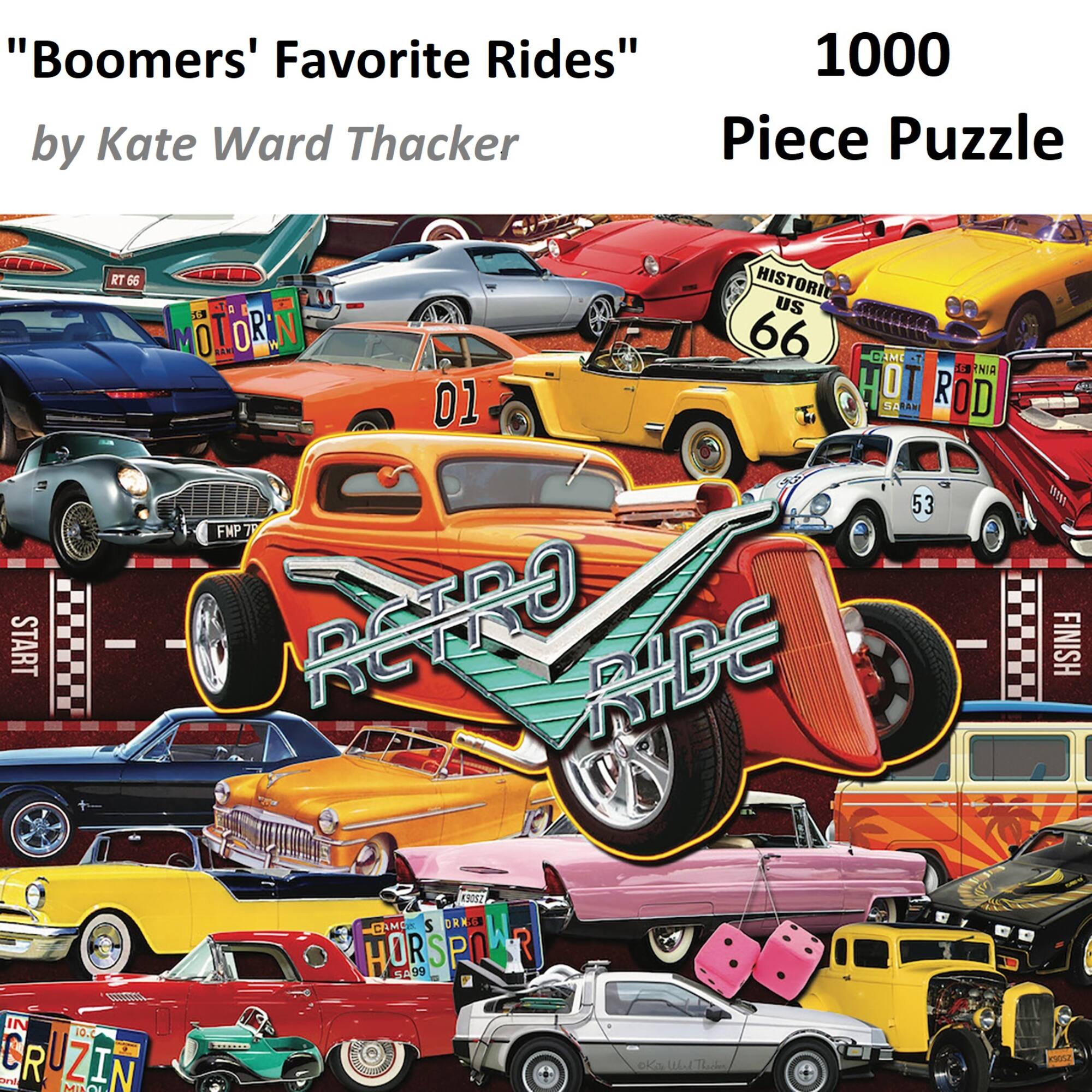 Hart Puzzles Boomer&#x27;s Favorite Rides by Kate Ward Thacker 1,000 Piece Jigsaw Puzzle