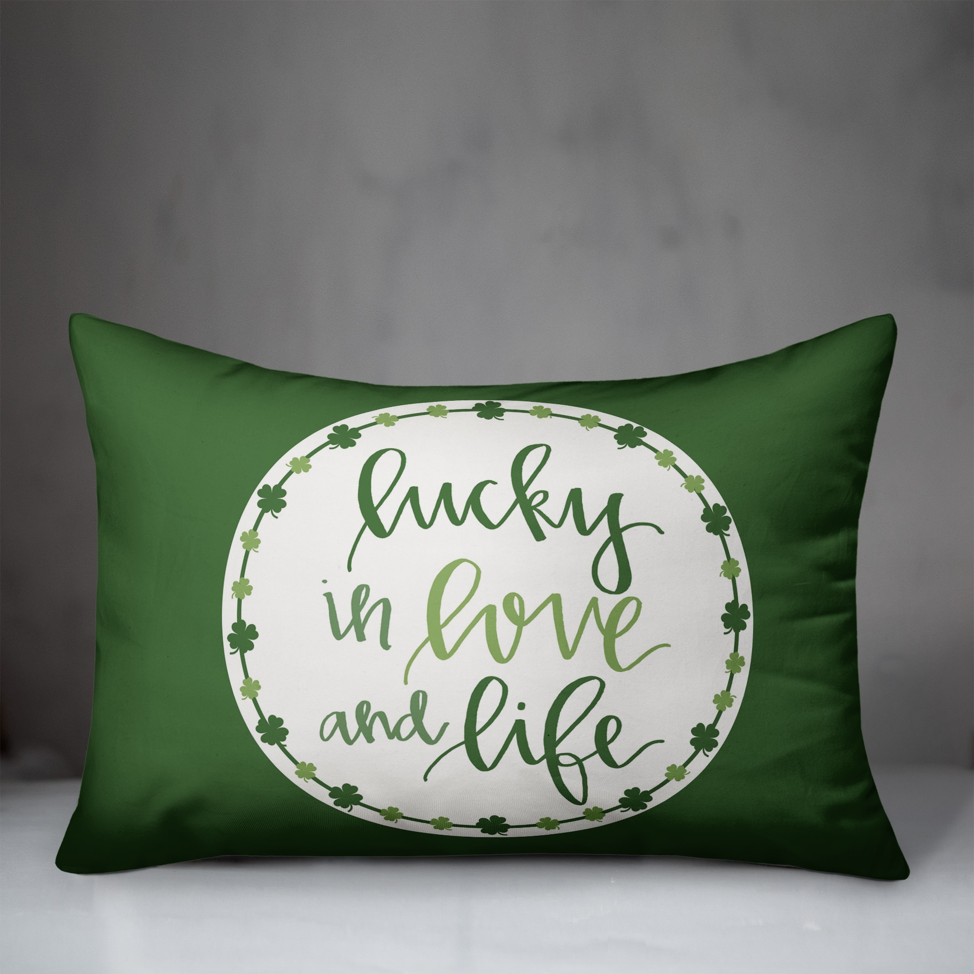 Luck Love Life Clover 14&#x22; x 20&#x22; Throw Pillow