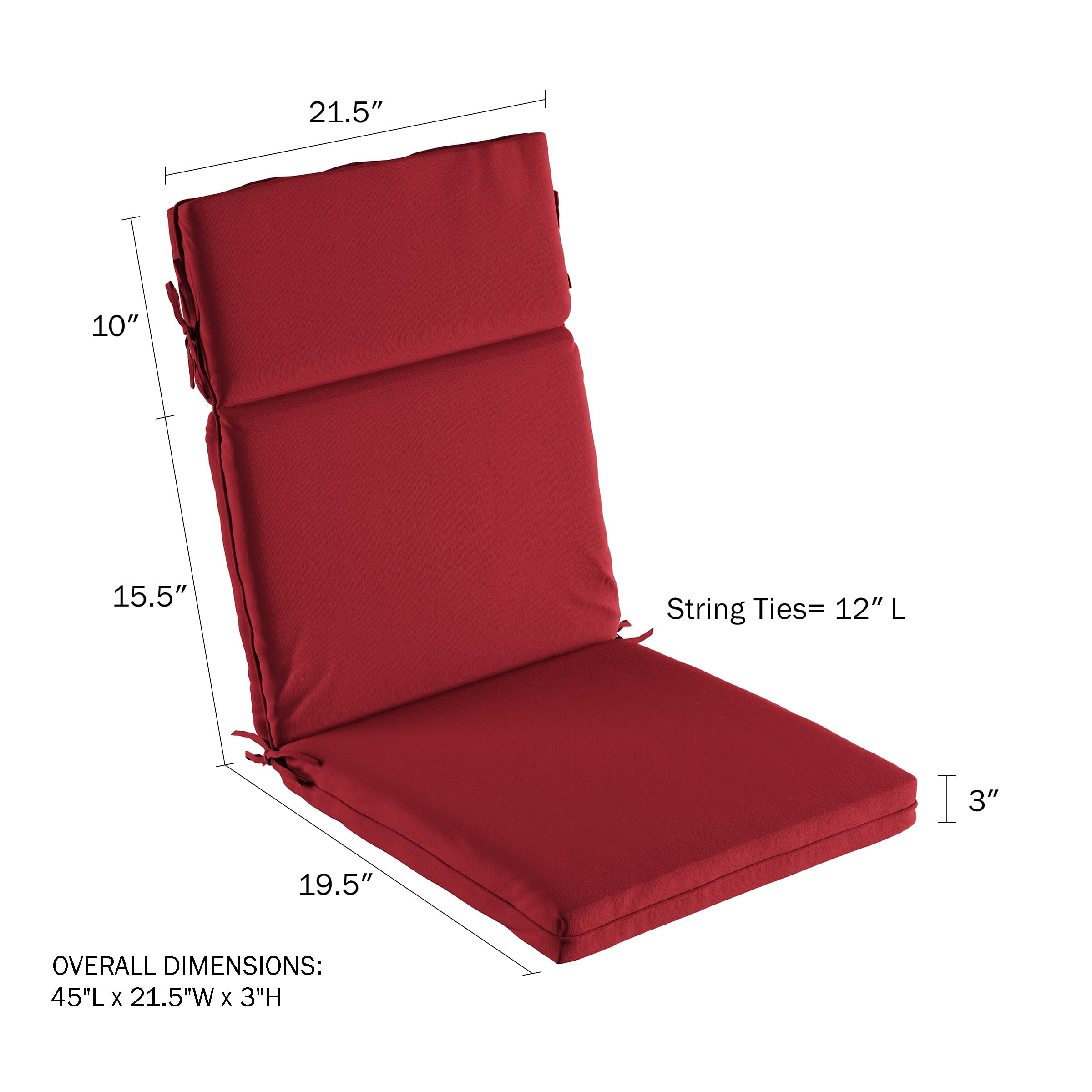 Hastings Home Red High Back Patio Chair Cushion