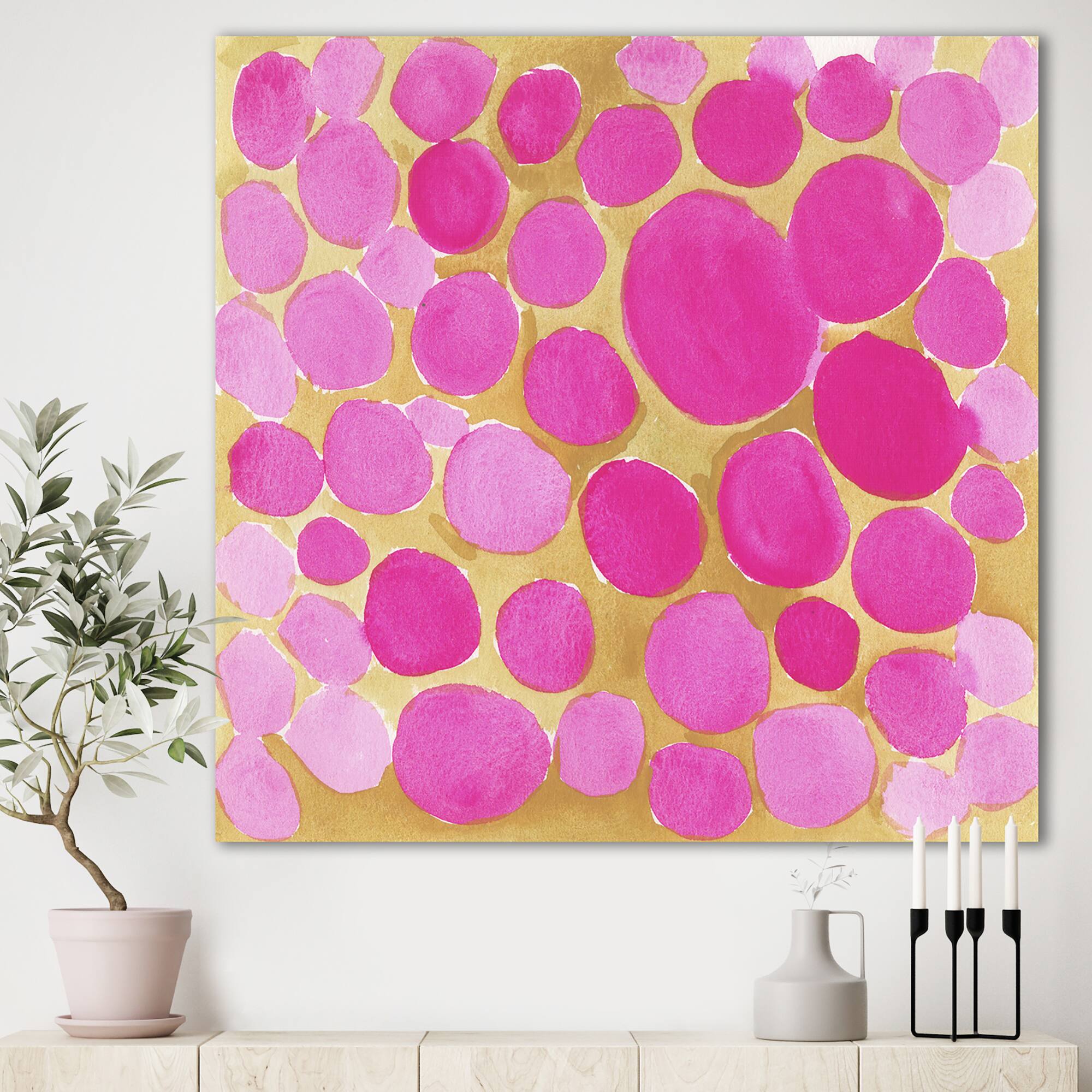 Designart - Pink Pebbles - Mid-Century Modern Canvas Art Print