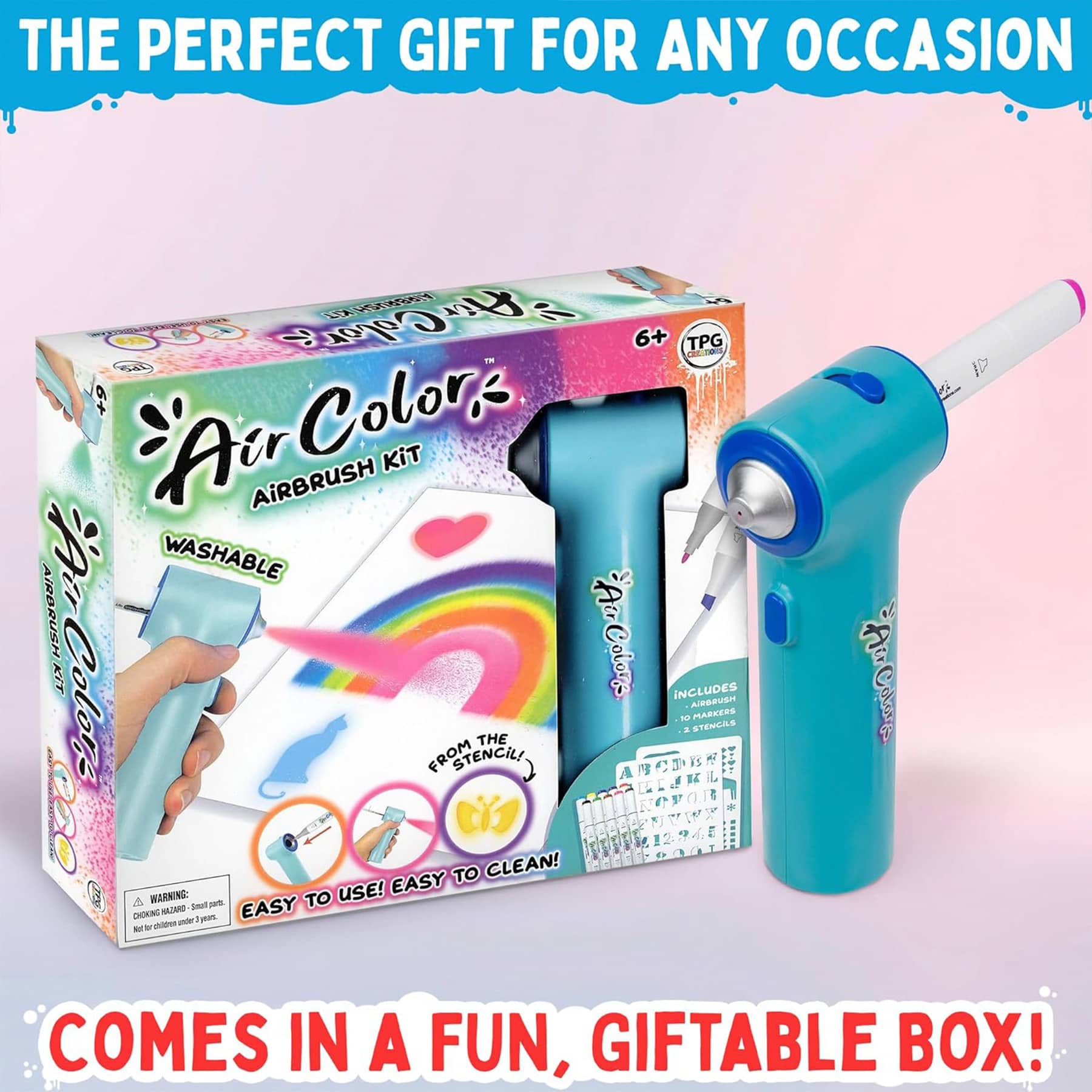 TPG Creations Aircolor Airbrush Kit with Markers & Stencils