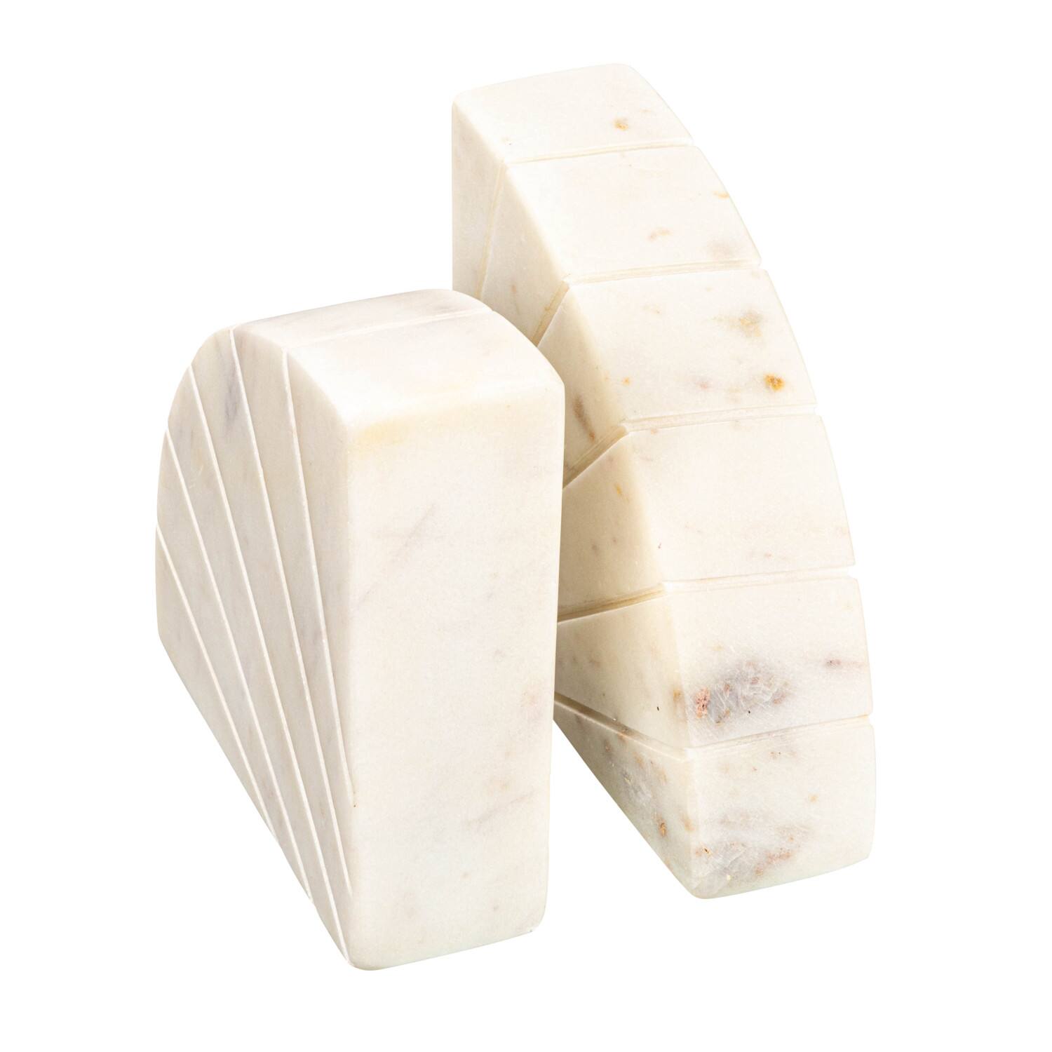Hello Honey® 6" White Modern Arched Semicircle Marble Bookend Set