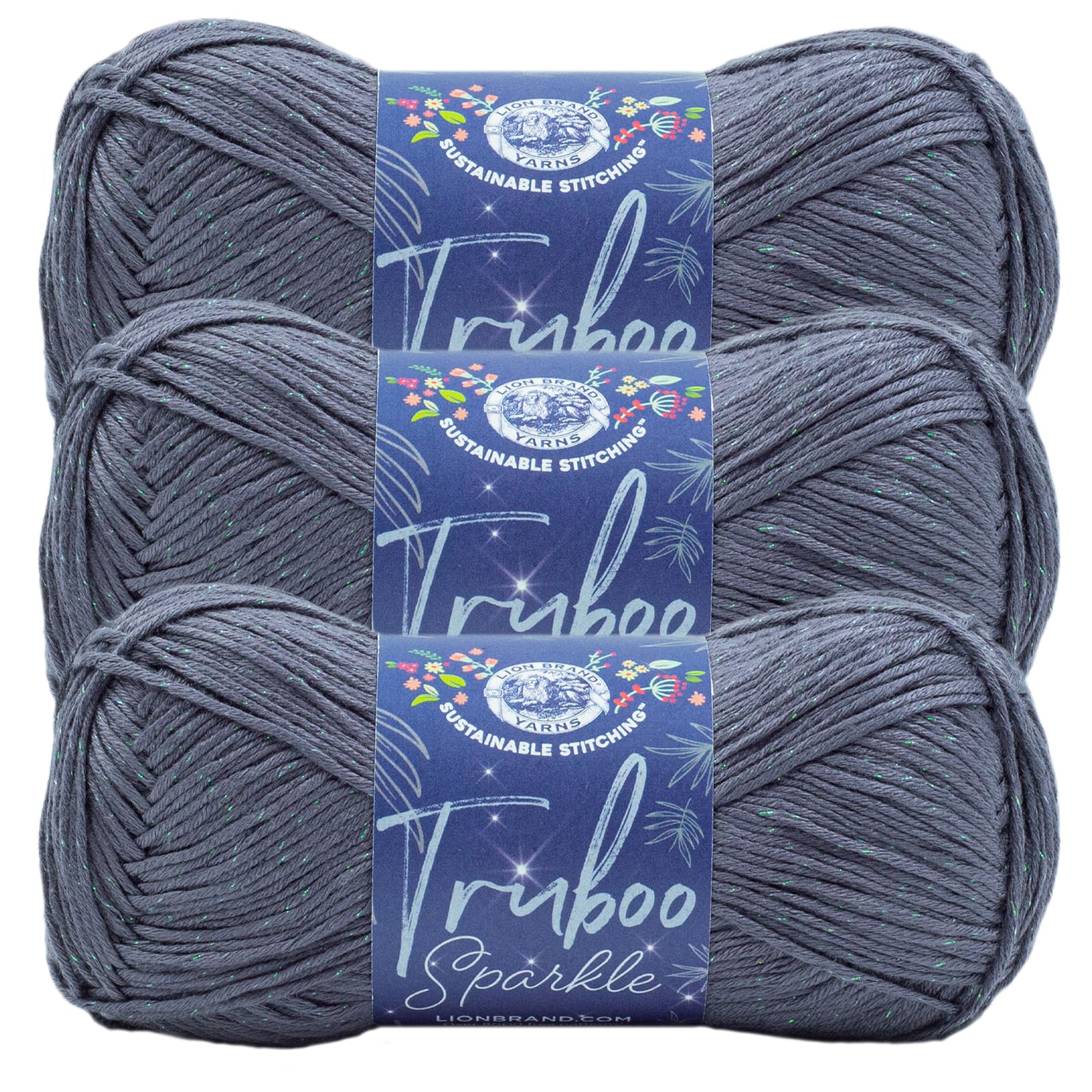 (1 Skein) Lion Brand Yarn Truboo Yarn, Blue