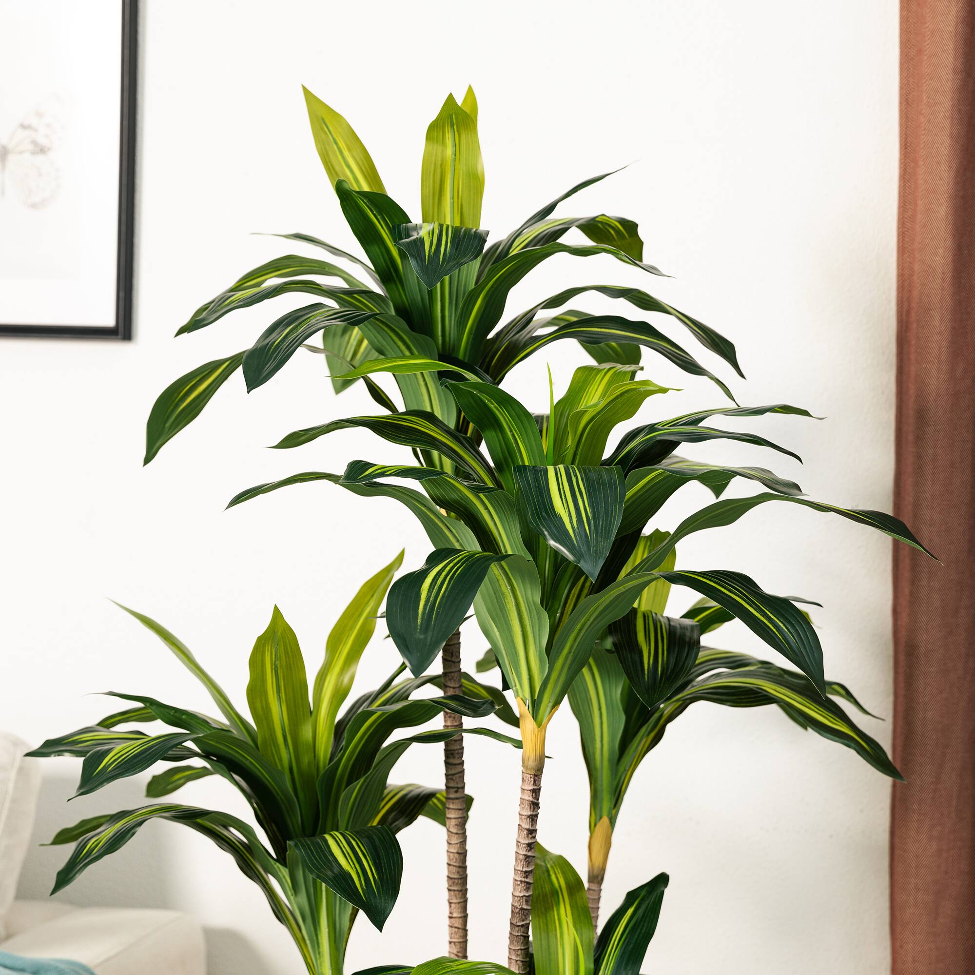 Glitzhome® 4.5ft. Faux Dracaena Fragrans Plant in Pot