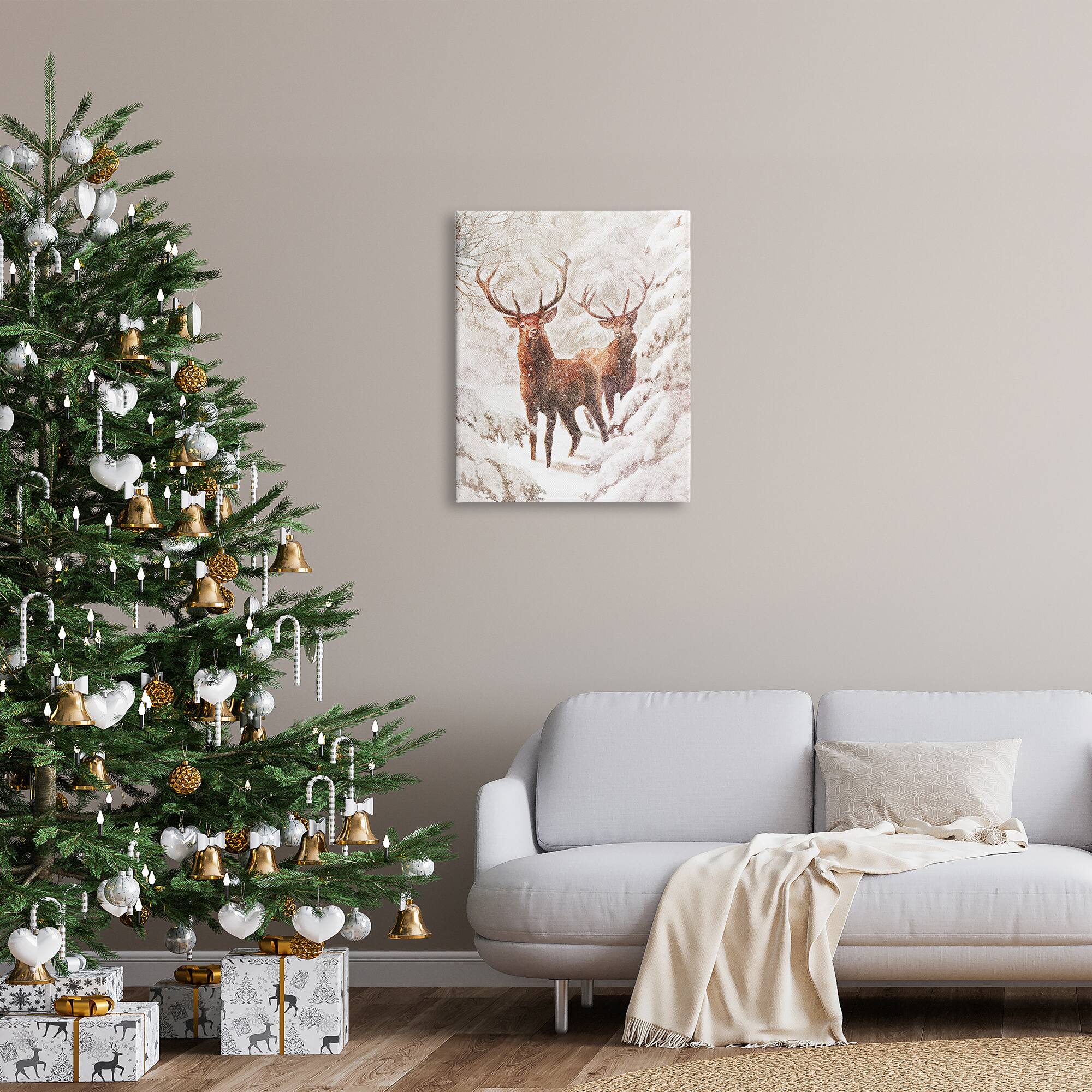 Stupell Industries Elks Snowy Forest Wildlife Canvas Wall Art