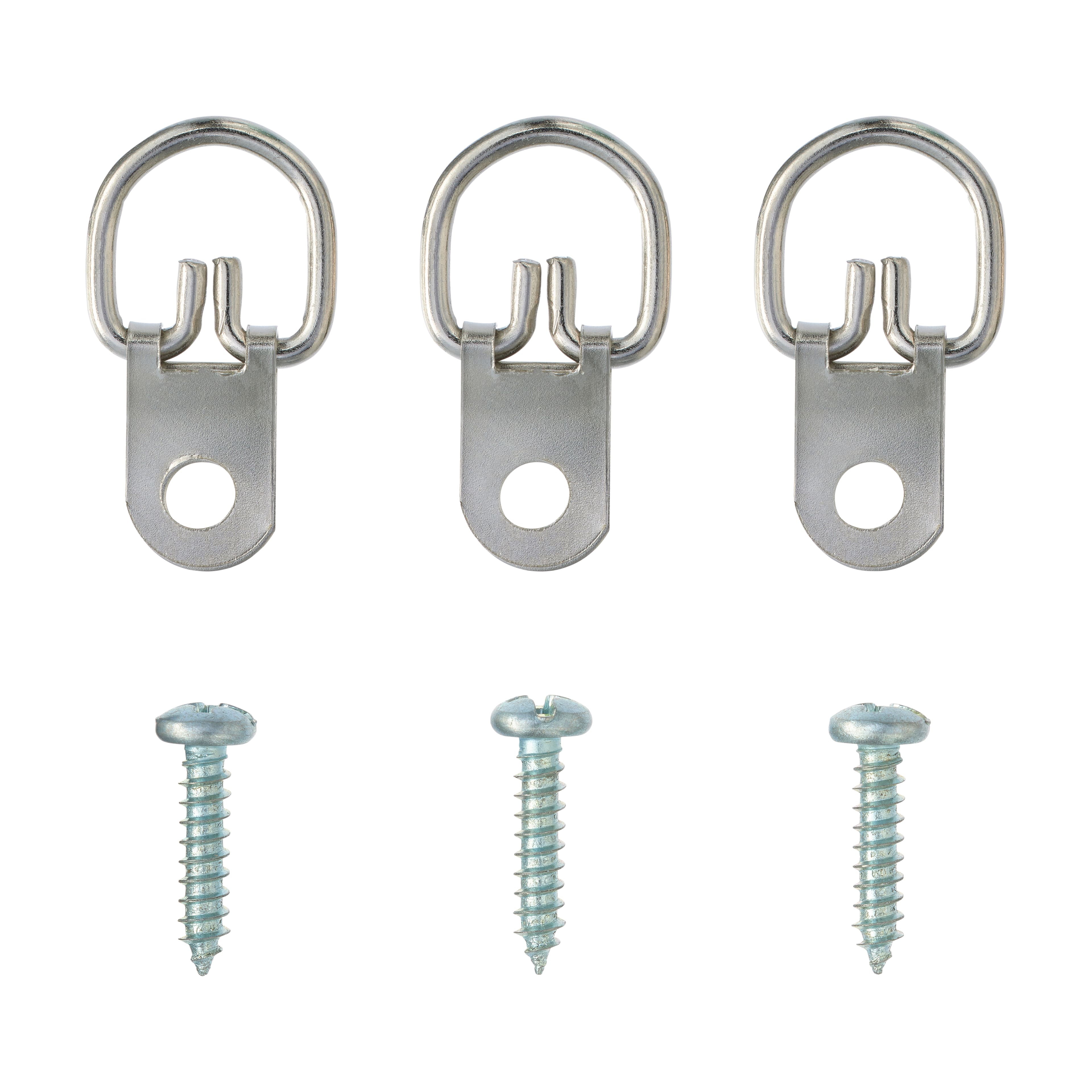 60 D Ring Picture Hangers with 180 Screws, 3 Holes (3.5 x 0.6 in