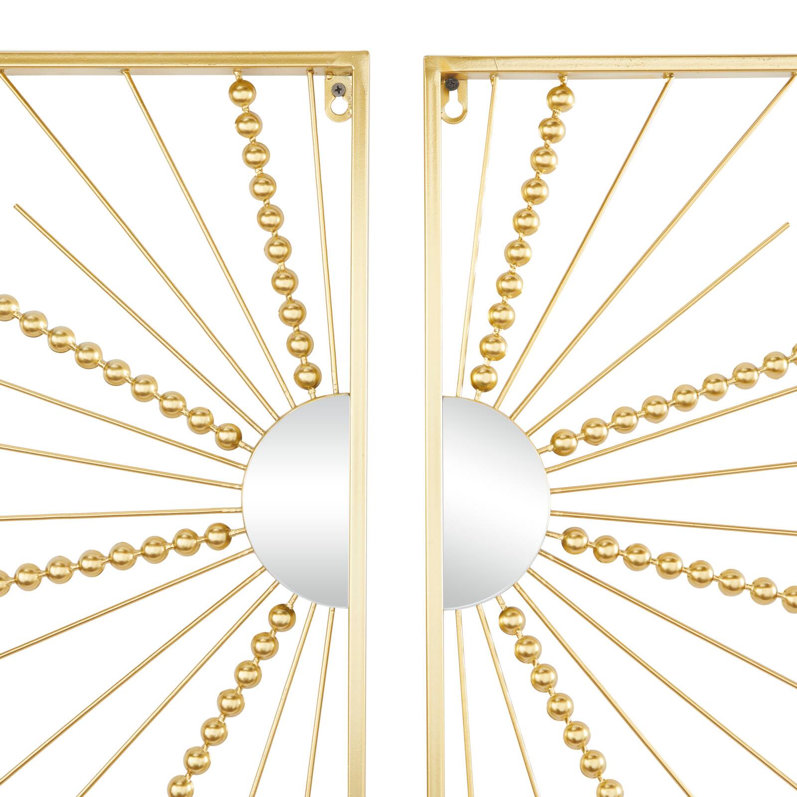 CosmoLiving by Cosmopolitan Gold Metal Half Moon Mirror Geometric Wall Decor with Gold Frame Set of 2 15&#x22;, 36&#x22;