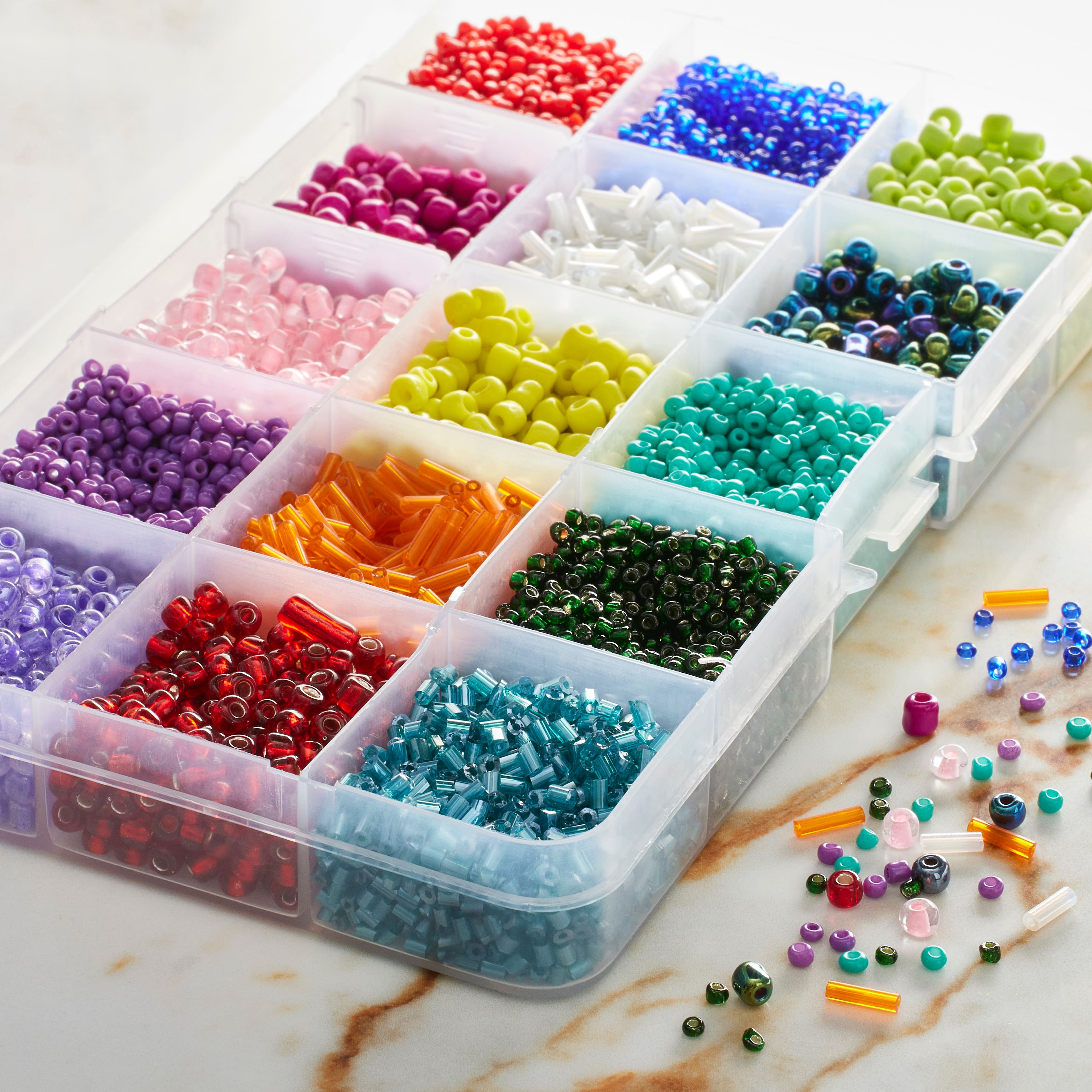 6 Pack: Rainbow Mix Glass Seed Beads by Bead Landing&#x2122;