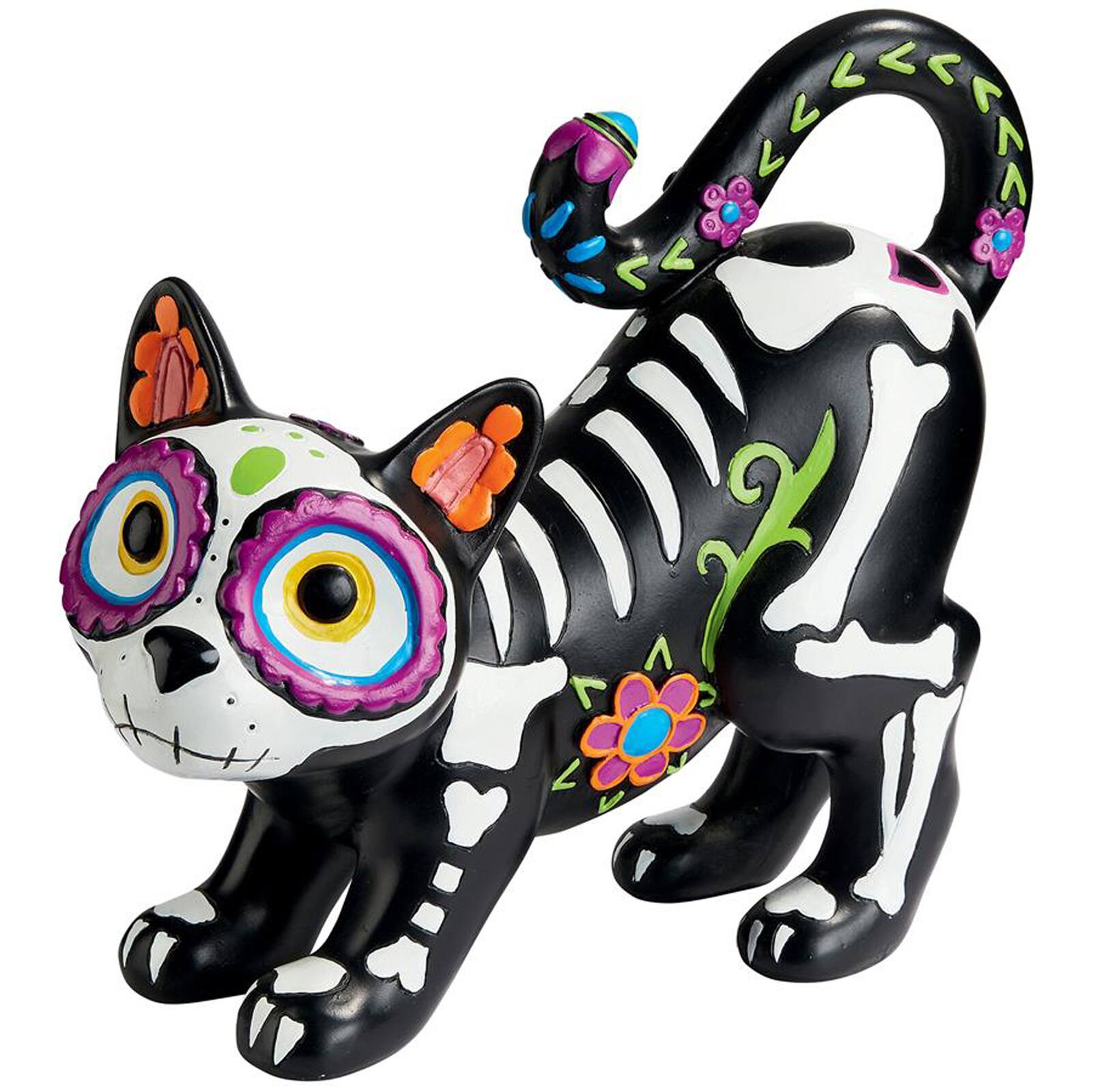 Design Toscano 10" Dia de los Muertos El Gatto Sugar Skull Cat Statue